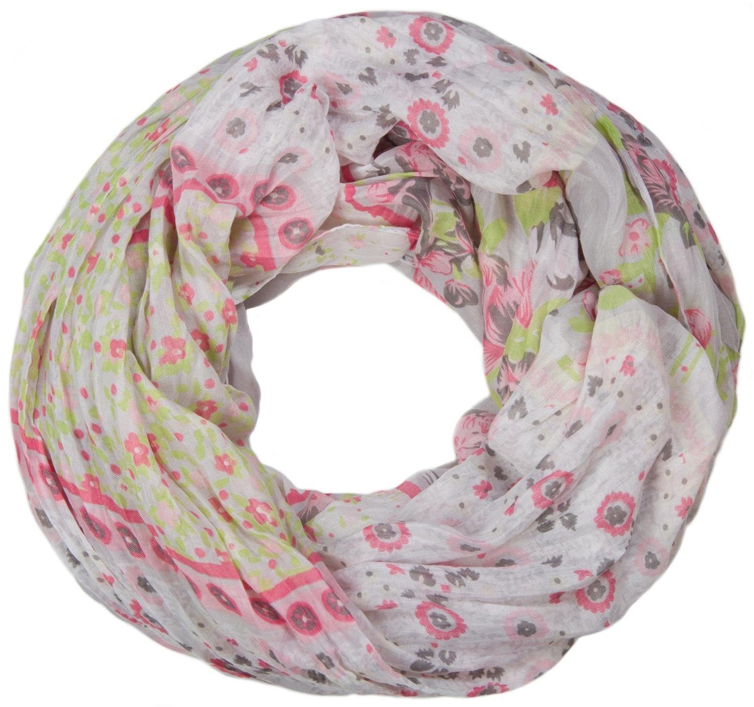 styleBREAKER Loop, (1-St), Loop mit Blumen Paisley Muster Hellgrau