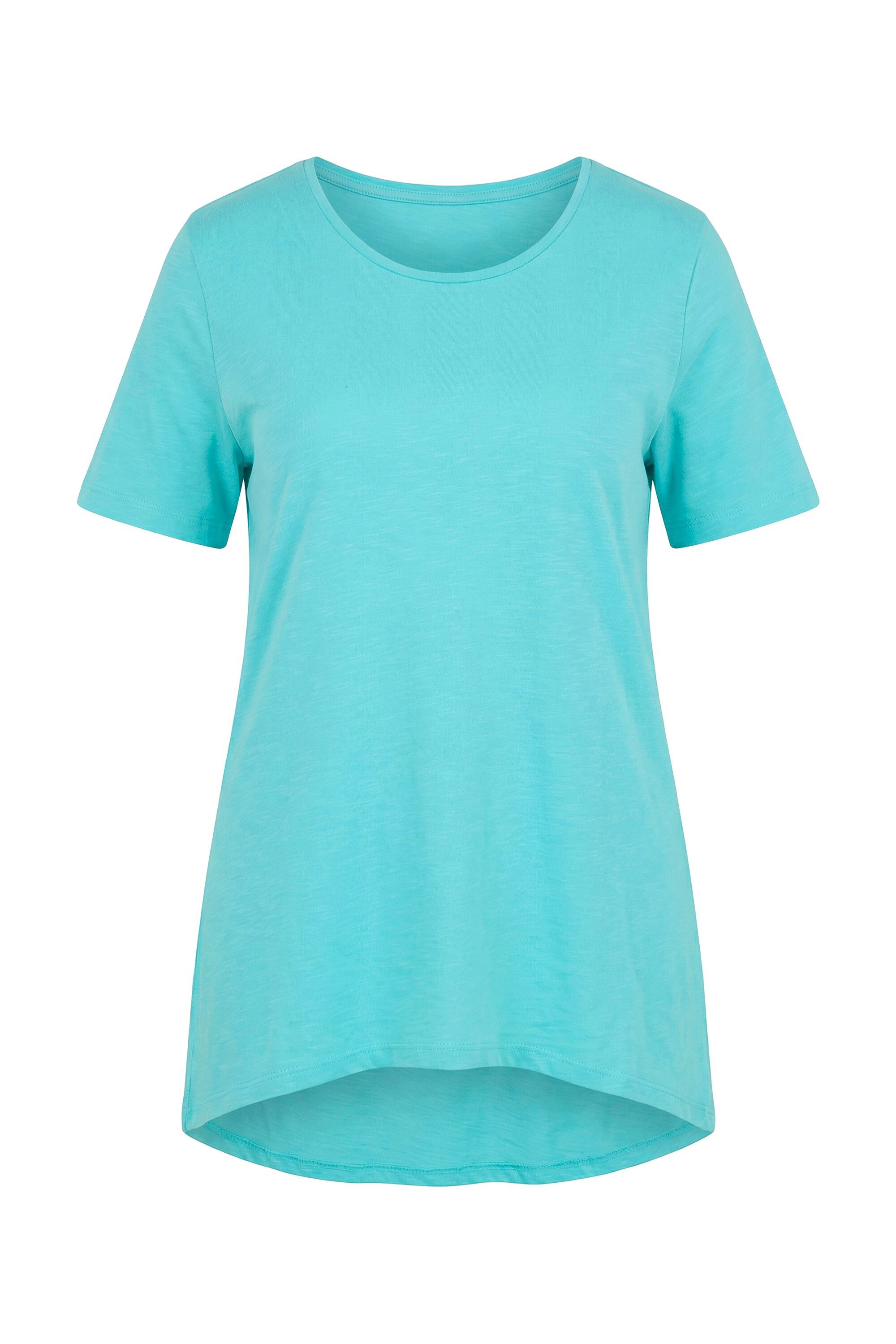 T-Shirt Longshirt Rundhals Halbarm gerundeter Saum
