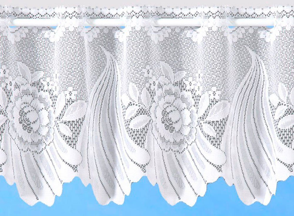 Weckbrodt Scheibengardine Savannah (1 St), Stangendurchzug, halbtransparent, Jacquard, Bistro, Jacquard, Bordüre, Kante, floral, Gardine, Store