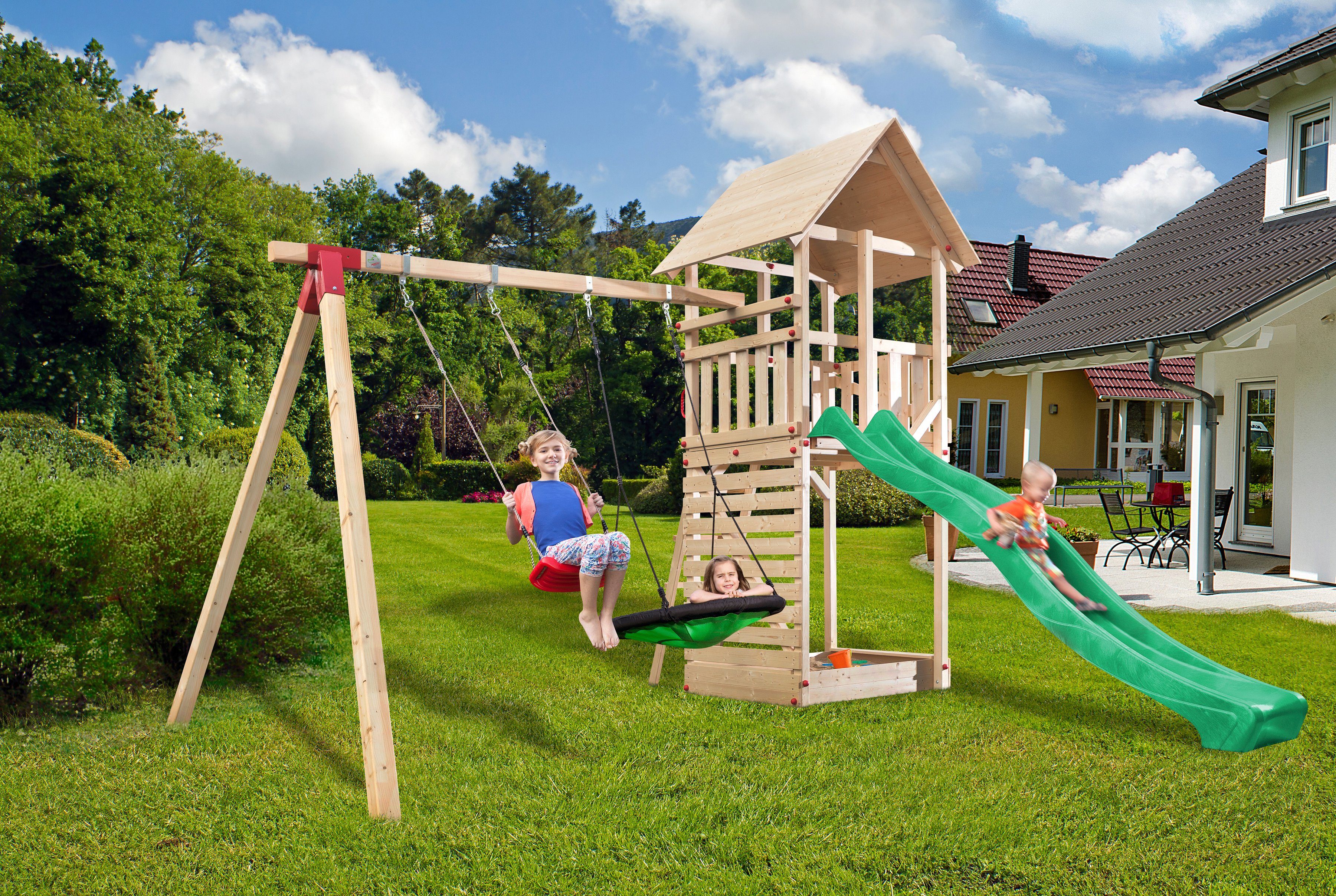 weka Spielturm Julchen, BxT: 405x290 cm, mit Rutsche, Sandkasten und 2 Качели