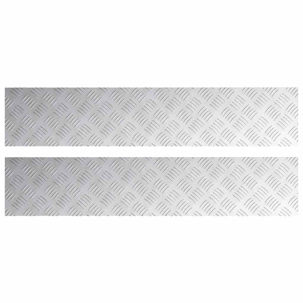 vidaXL Stufenmatte Treppe Tritt Rechtwinklig 2 pcs Silber 100 x 20 cm Aluminium, Rechtwinklig