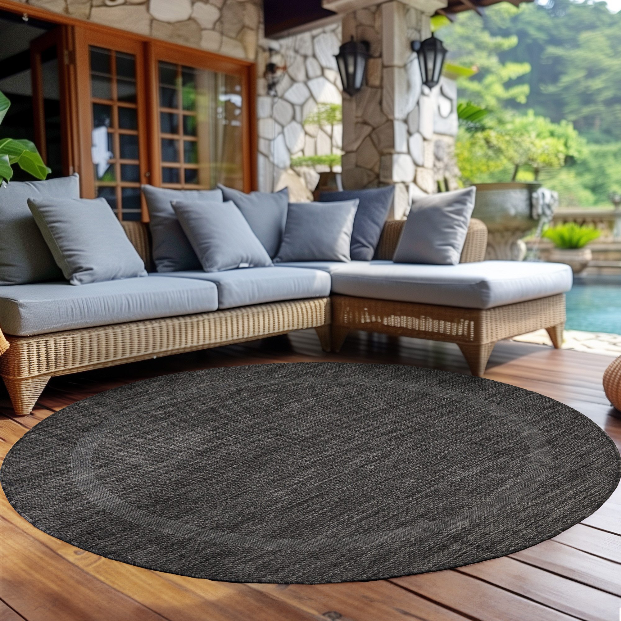 Carpettex Outdoorteppich Unicolor - Einfarbig, Rund, günstig online kaufen