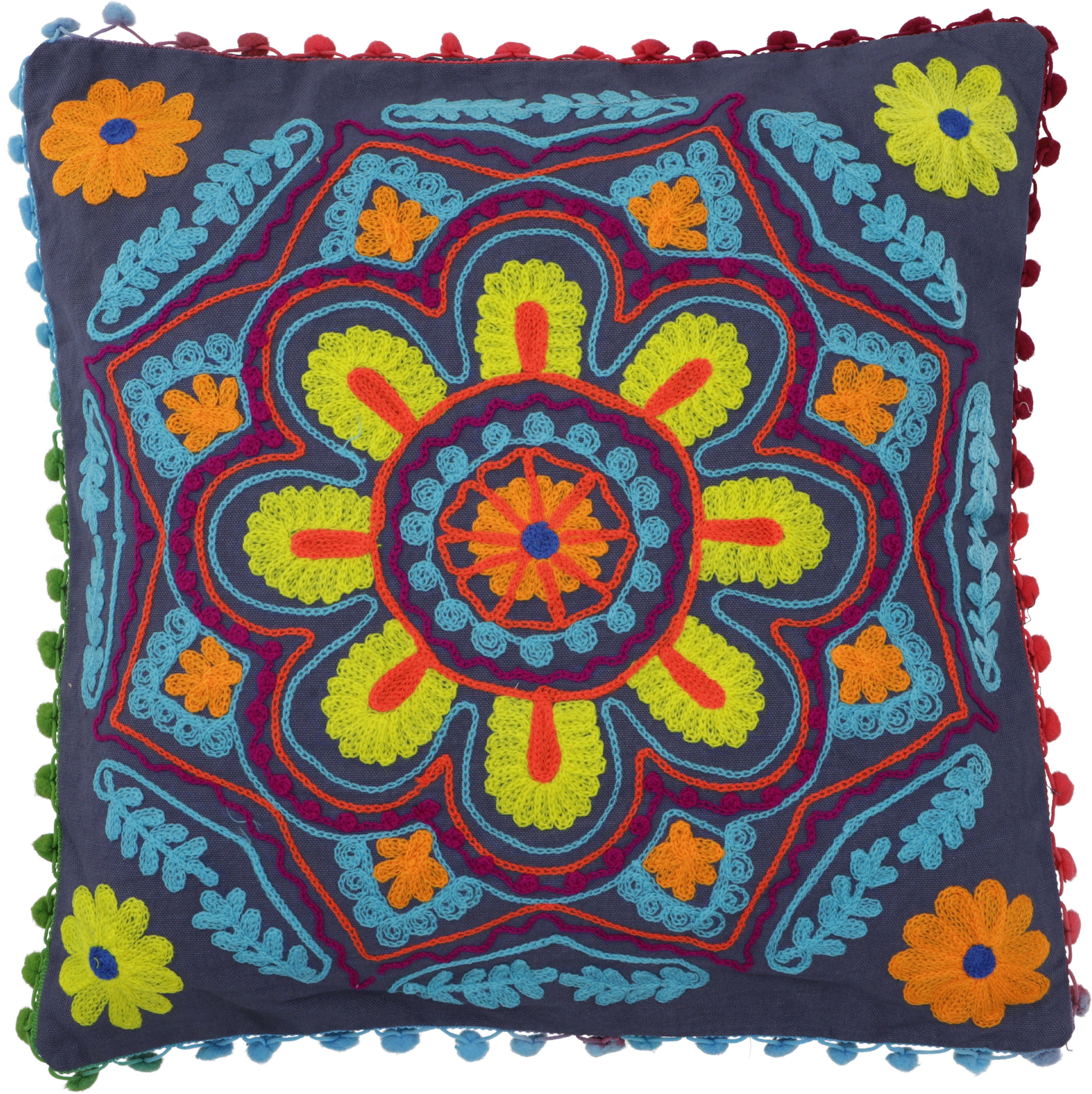Guru-Shop Kissenbezüge Boho Kissenhülle, farbenfrohes besticktes.. günstig online kaufen