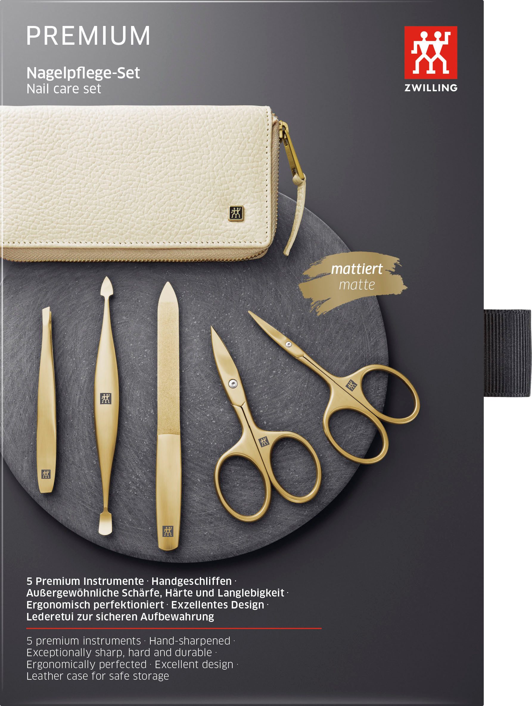 Zwilling Maniküre-Etui PREMIUM GOLD, 5 tlg., Nagelpflege-Set