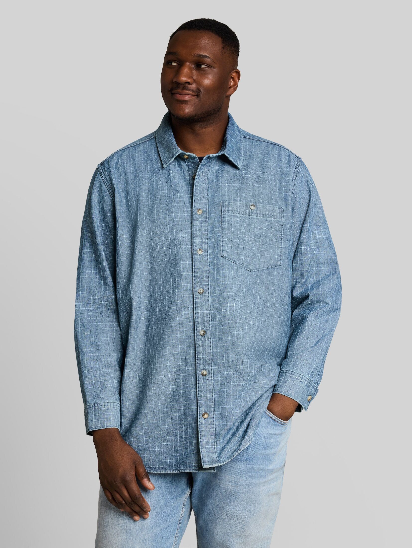 TOM TAILOR PLUS Langarmhemd Blusen & Shirts Plus Size - Jeanshemd mit Brusttasche