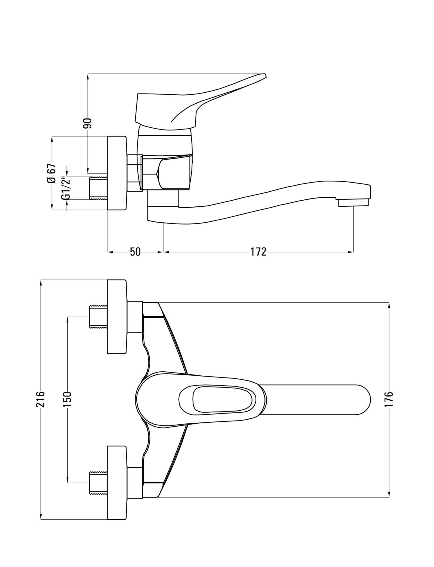 kurzer für Vero für Waschbecken Spültischarmatur Einhebelmischer, BOW050M Küchenarmatur Wandmontage Deante Auslauf, Chrom, geeignet,