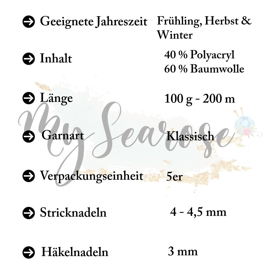 NAKO 5 x NAKO Denim Häkelwolle, 200 m, Jeansoptik,Strickgarn,Häkelgarn