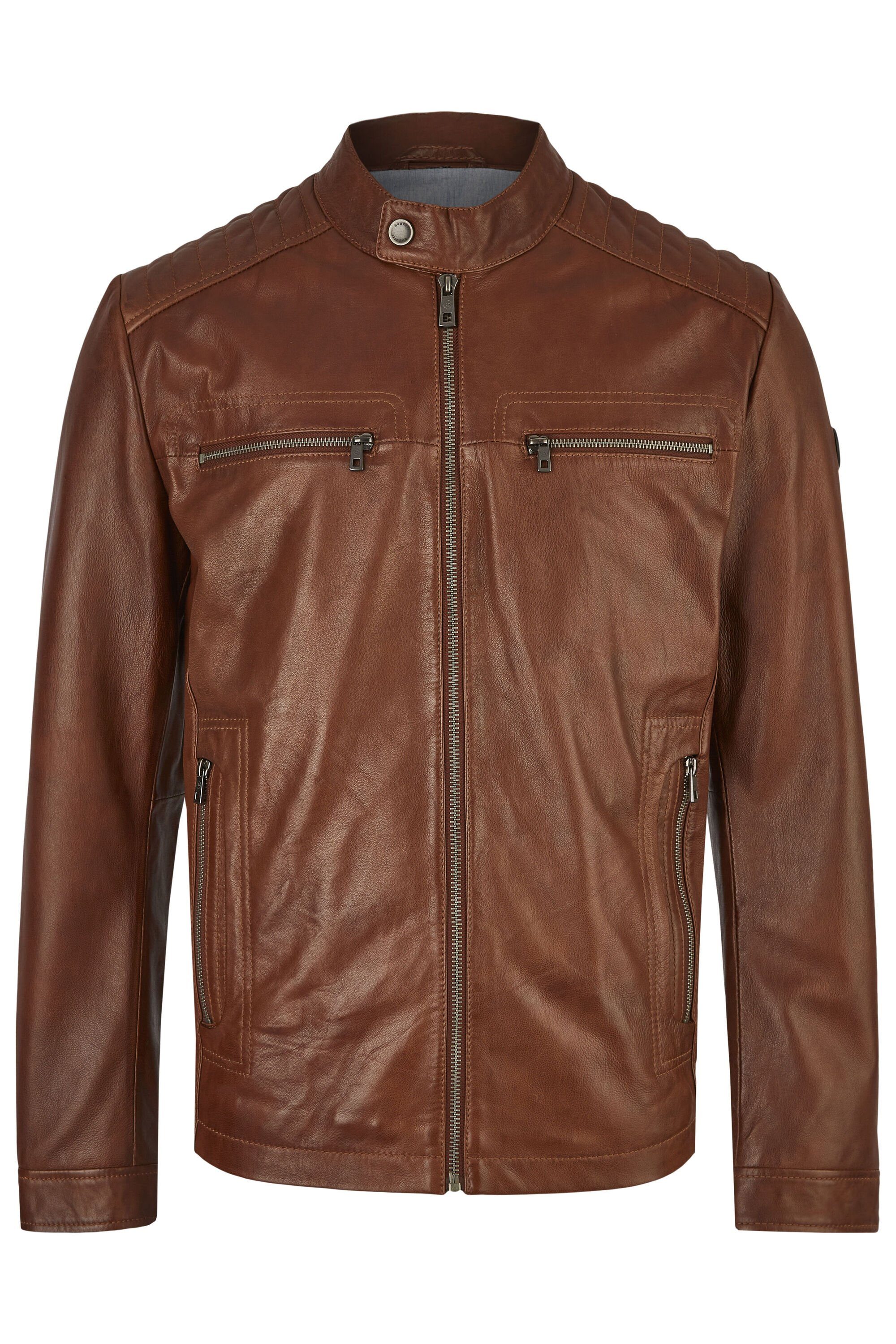 bugatti Lederjacke BUALBERTO (1-St) mit Druckknopfriegeln günstig online kaufen