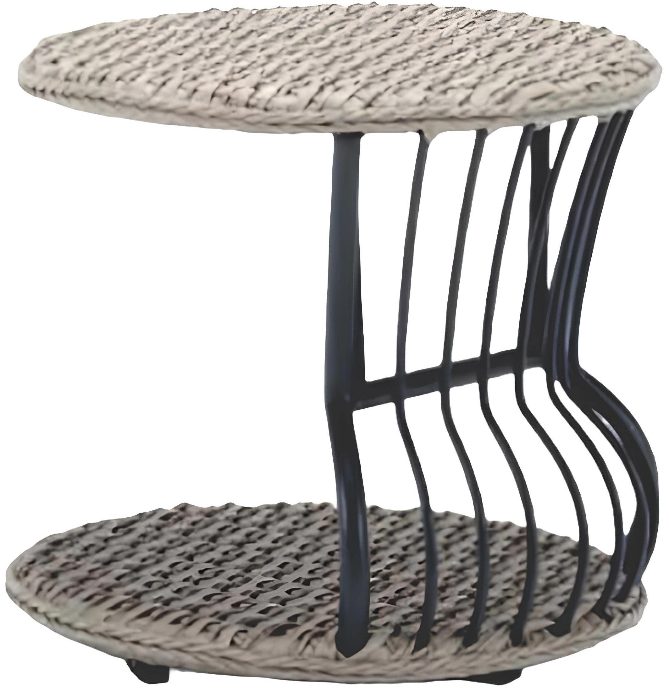 Xlmoebel Beistelltisch Luxuriöser grauer Rattan-Beistelltisch im modernen Design für den (Beistelltisch), Hergestellt in Europa