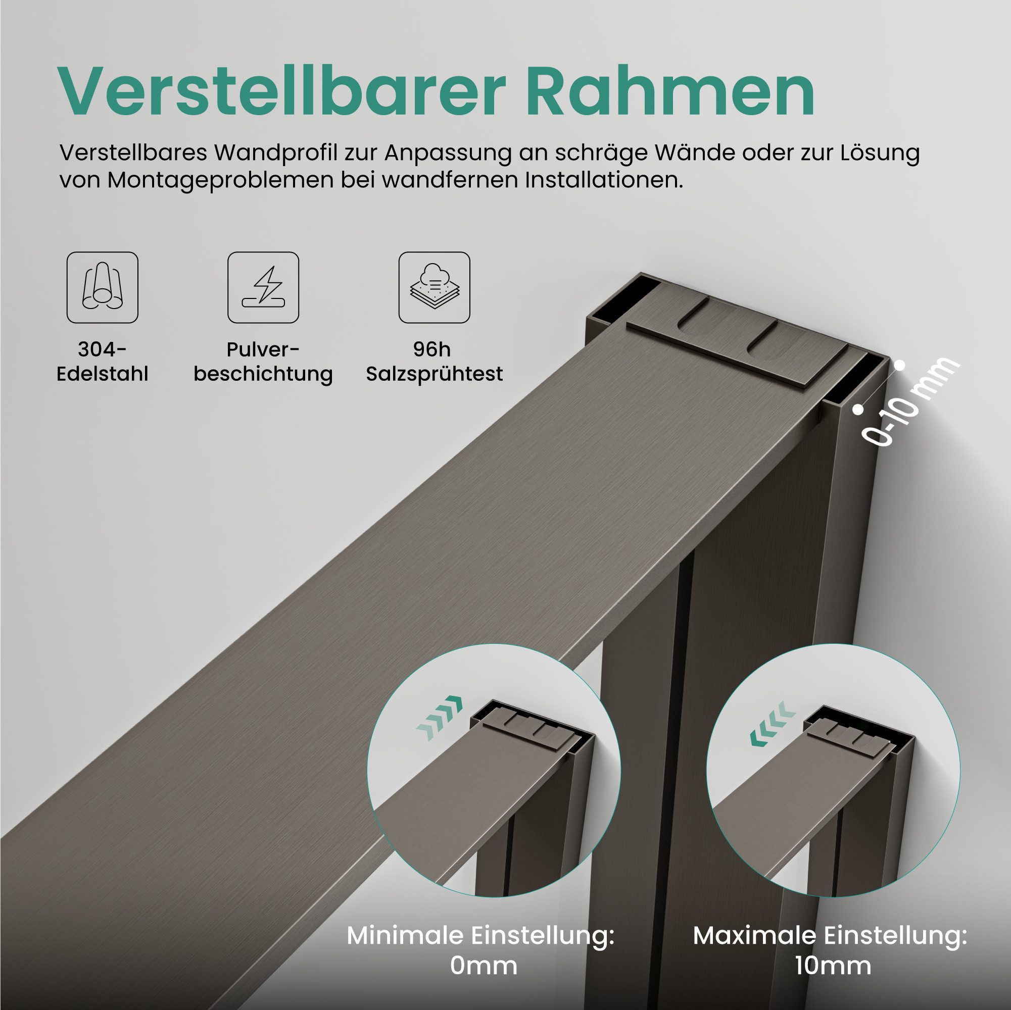 Mai & Mai Fünfeckdusche Duschkabine Eckdusche 8mm ESG-Glas mit Nano H:200cm Rav68K-P, BxT: 80x80 cm, Sicherheitsglas, Nano-Beschichtung, ESG-Glas – Bild 5 von 5