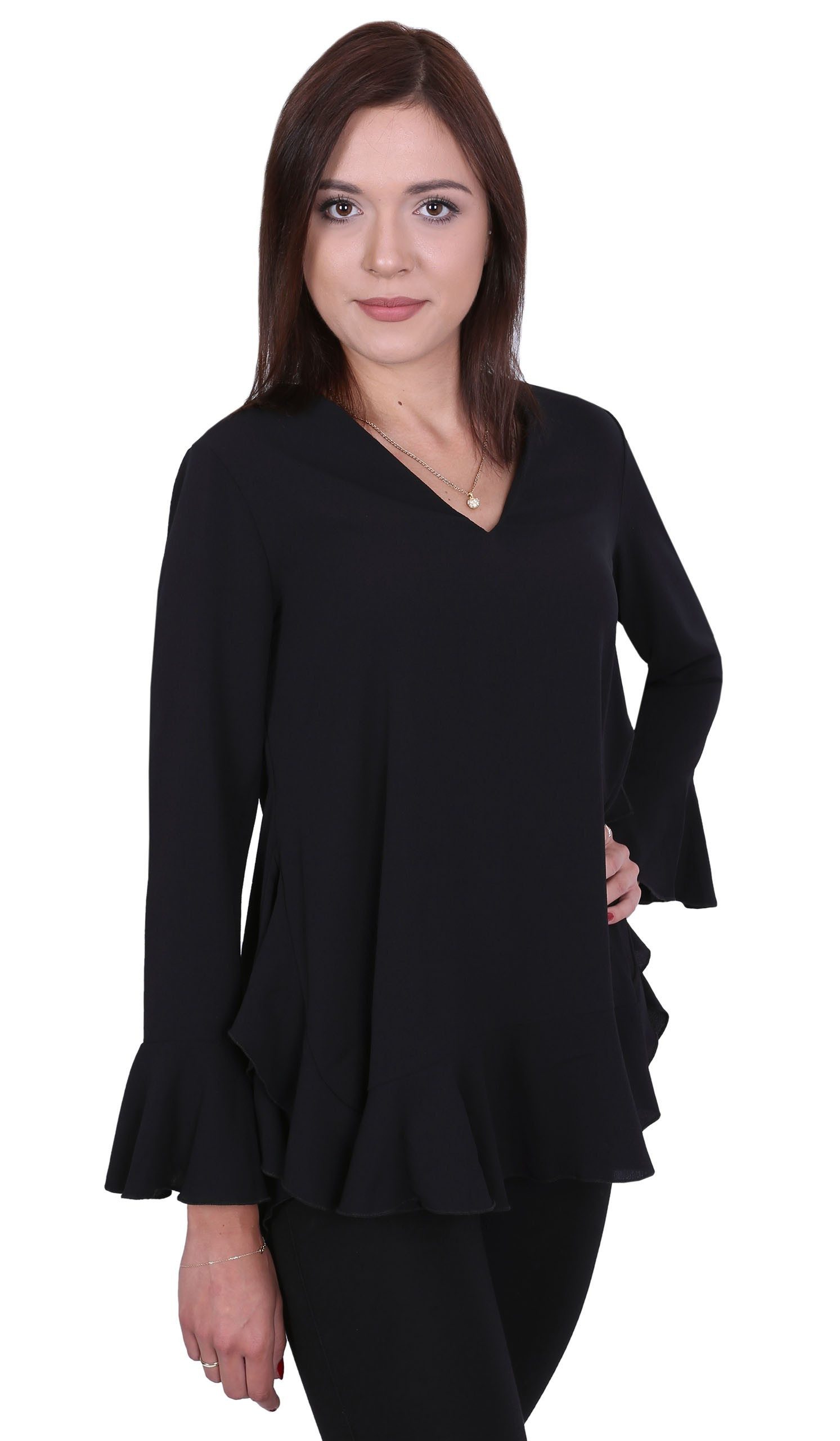 Sarcia.eu Rüschenbluse John Zack Schwarze Bluse mit Rüsche M günstig online kaufen