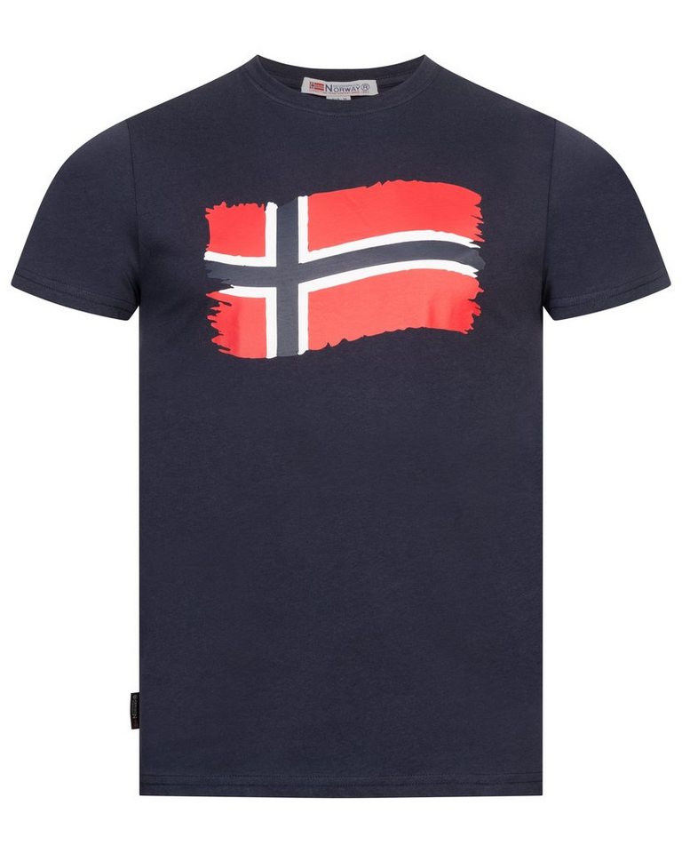 Geographical Norway Kurzarmshirt Geographical Norway T-Shirt Herren Shirt Hemd Sommer Baumwolle Print