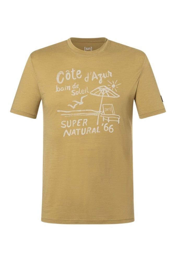 SUPER.NATURAL T-Shirt Wood Cote D'Azur Tee (Merino-Mix) gelb Herren
