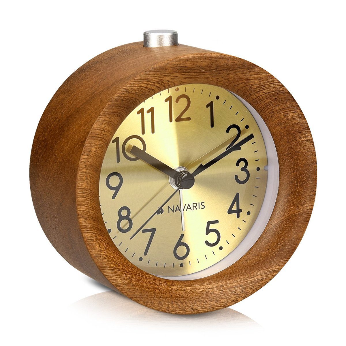 Navaris Wecker Analog Holz Wecker mit Snooze - Retro Uhr Rund mit  Ziffernblatt in Gold Alarm Licht - Leise Tischuhr ohne Ticken - Naturholz  online kaufen | OTTO
