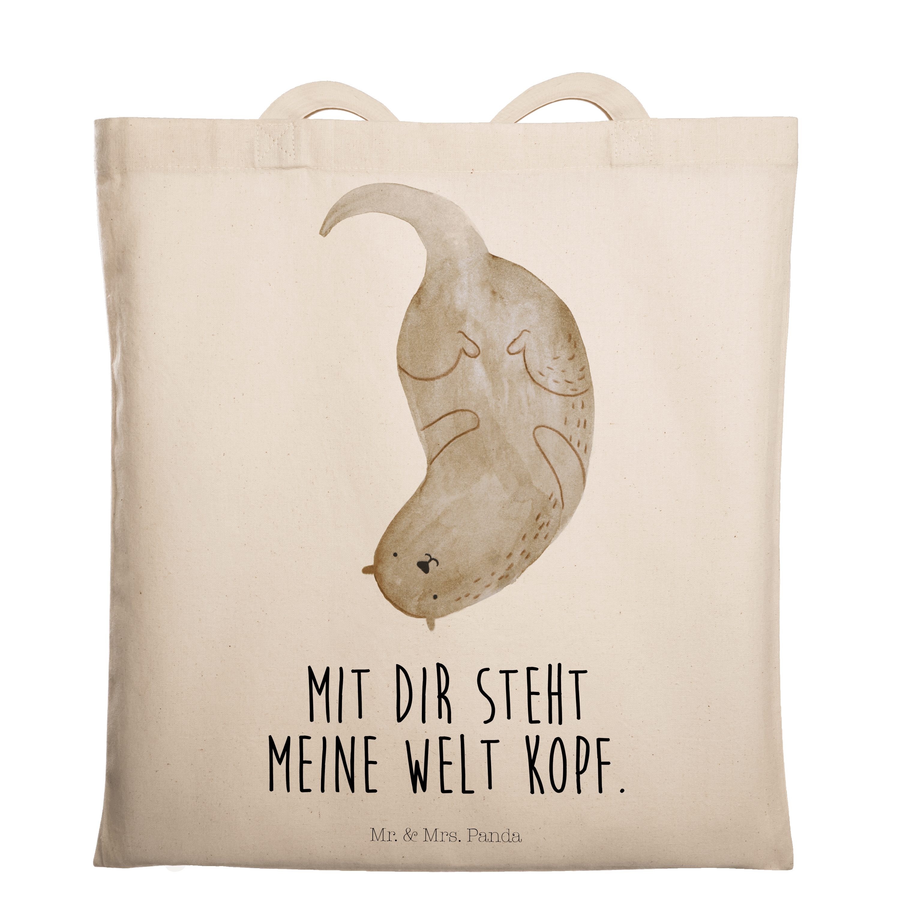 Mr. & Mrs. Panda Tragetasche Otter kopfüber - Transparent - Geschenk, Beuteltasche, Jutebeutel, Ot (1-tlg)