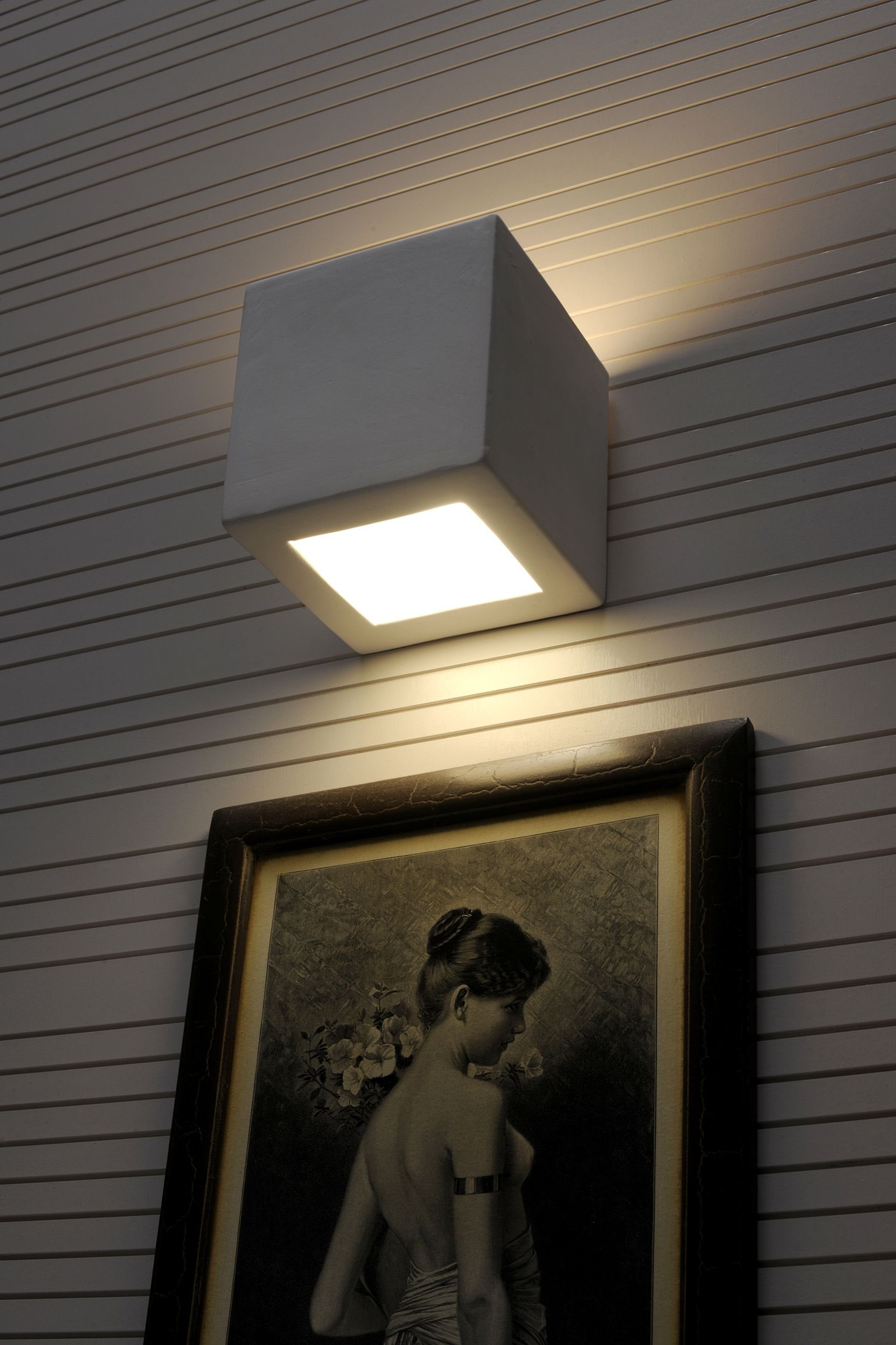 Licht-Erlebnisse Wandleuchte LEO, ohne Leuchtmittel, Design Lampe Gipsleuchte Wandlampe bemalbare