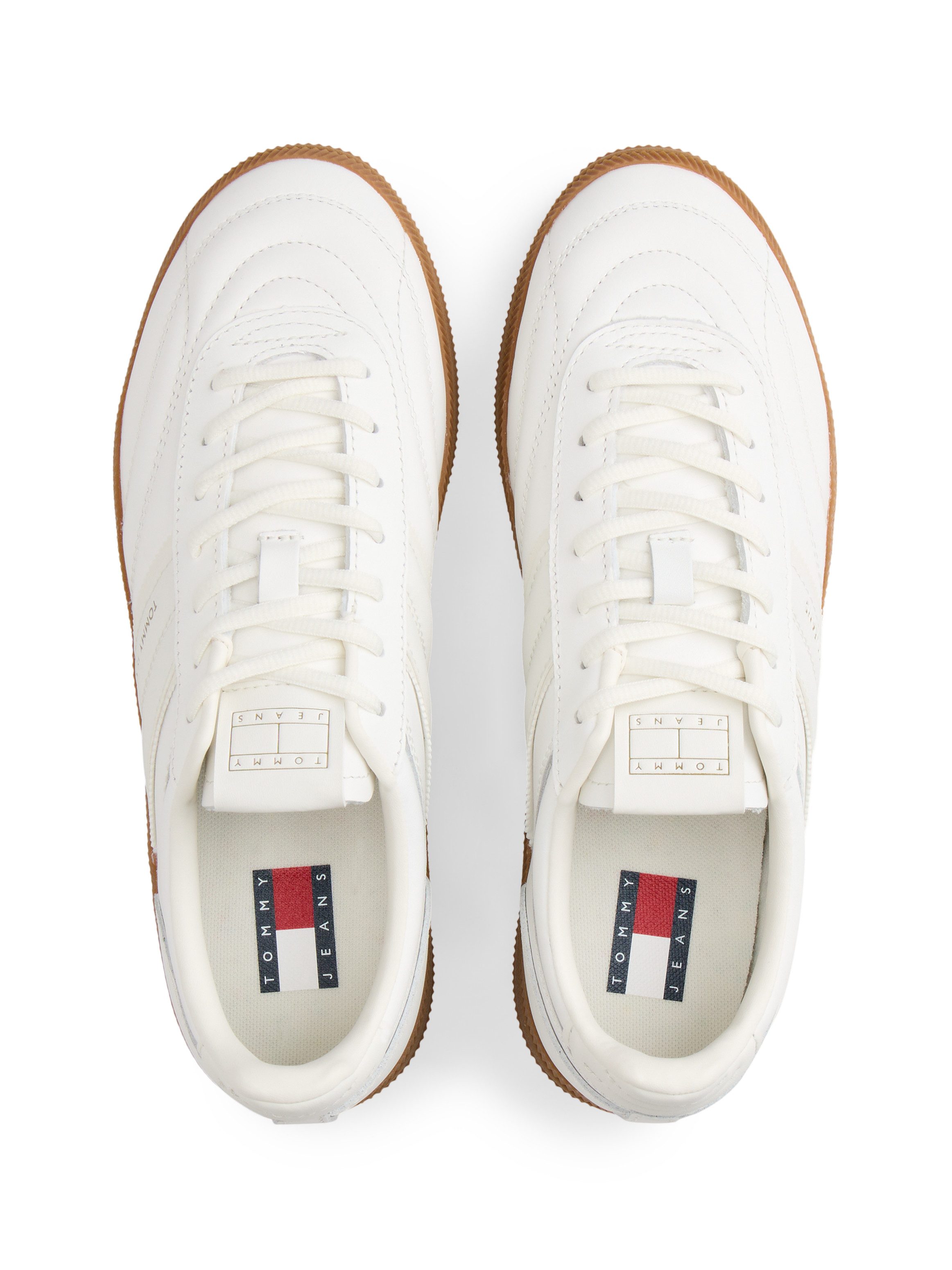 Tommy Jeans THE GREENWICH EDGE LEATHER Keilsneaker Freizeitschuh, Halbschuh, Schnürschuh mit Ziersteppung