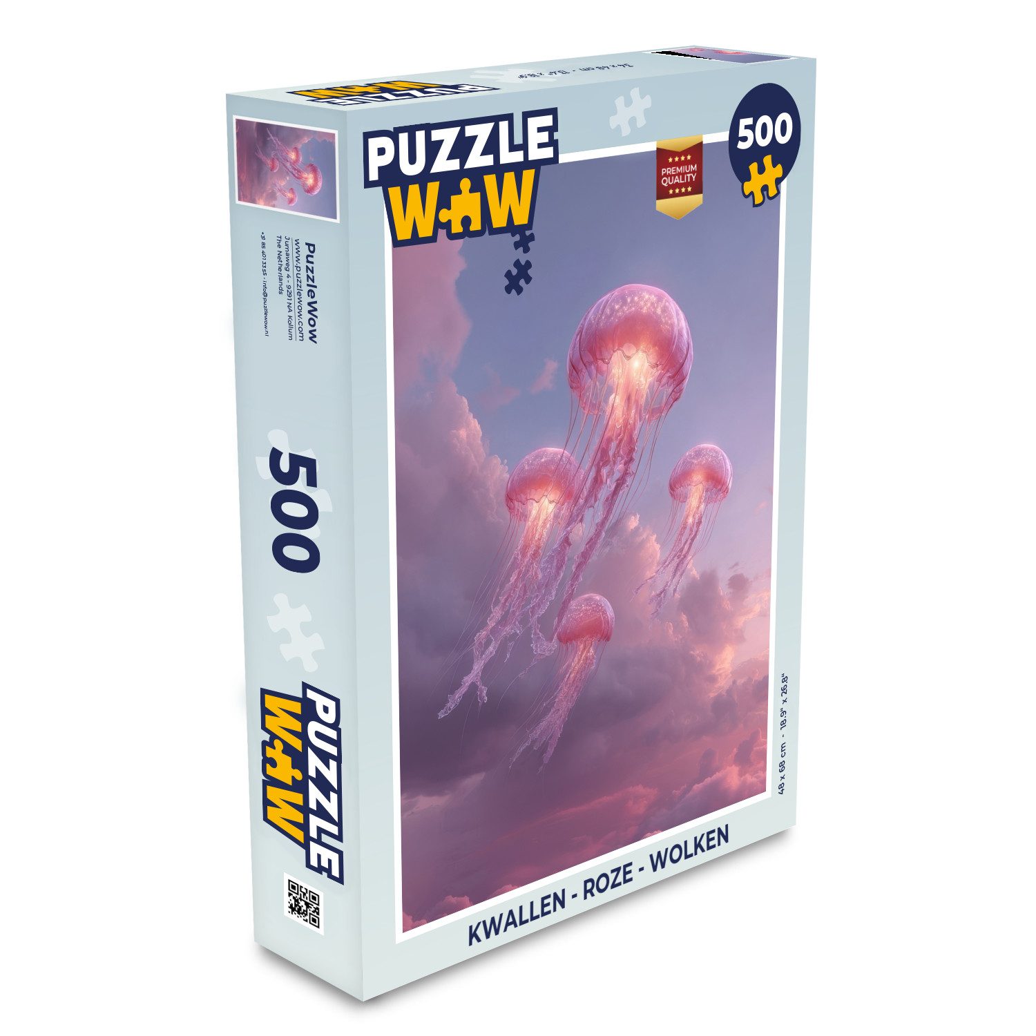 MuchoWow Puzzle Qualle - Rosa - Wolken, 500 Puzzleteile, Foto-Puzzle, Bilderrätsel, Puzzlespiele, Spielzeug