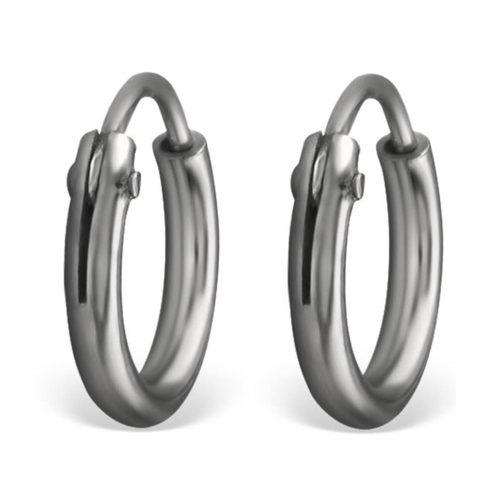 Valentinstagsgeschenk BUNGSA Creolen-Set Schwarz - Creolen klassisch 8mm aus 925 Silber Damen (1 Paar (2 Stück), 2-tlg), Ohrschmuck Ohrringe, Schwarz