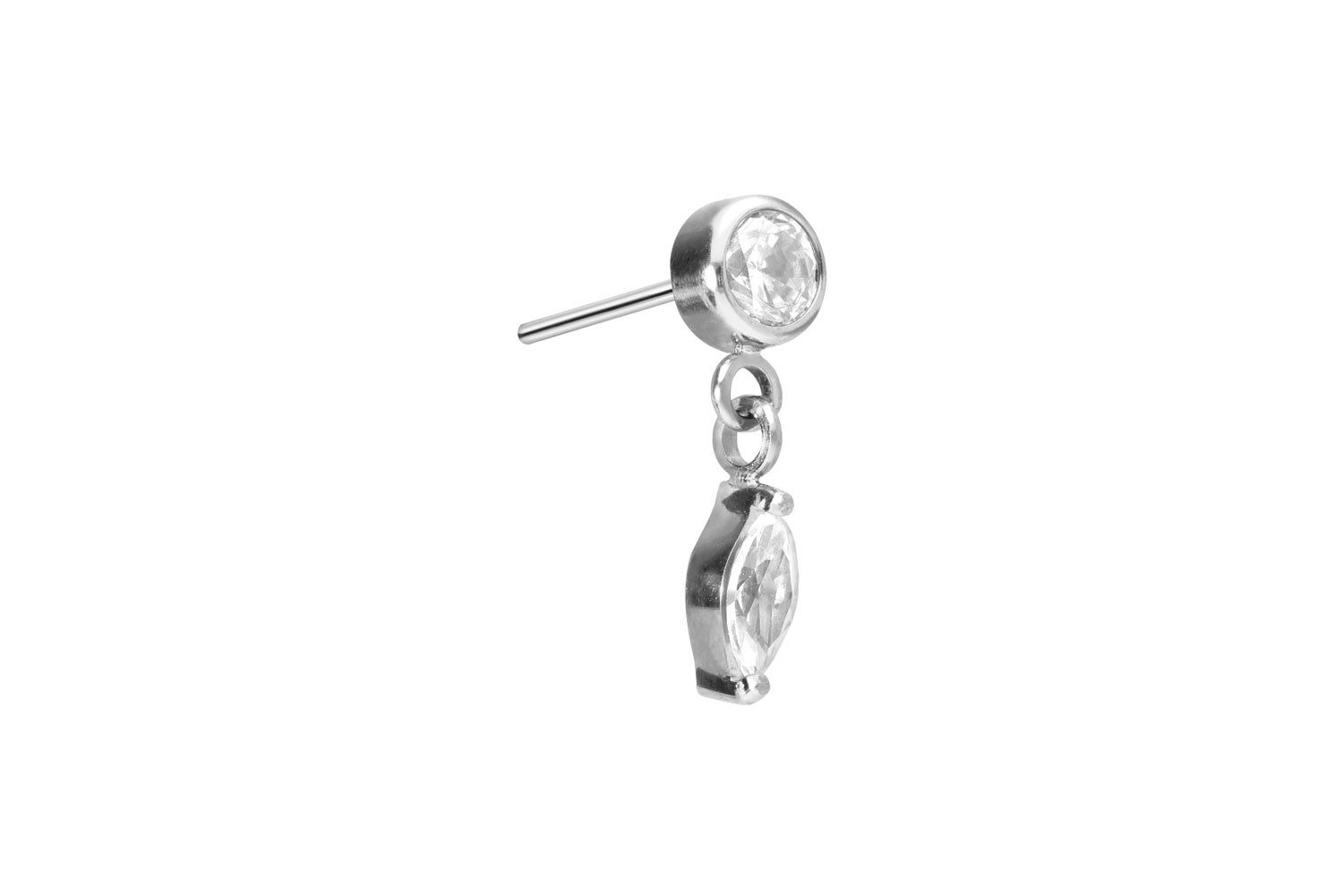 Piercing-Set Titan Aufsatz mit Push Pin KRISTALL + KRISTALLTROPFEN