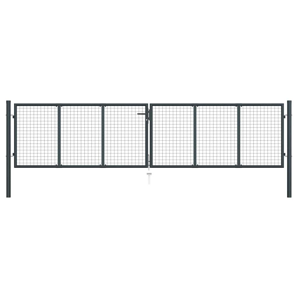vidaXL Gartentor Maschen-Gartentor verzinkter Stahl 400 x 75 cm Grau