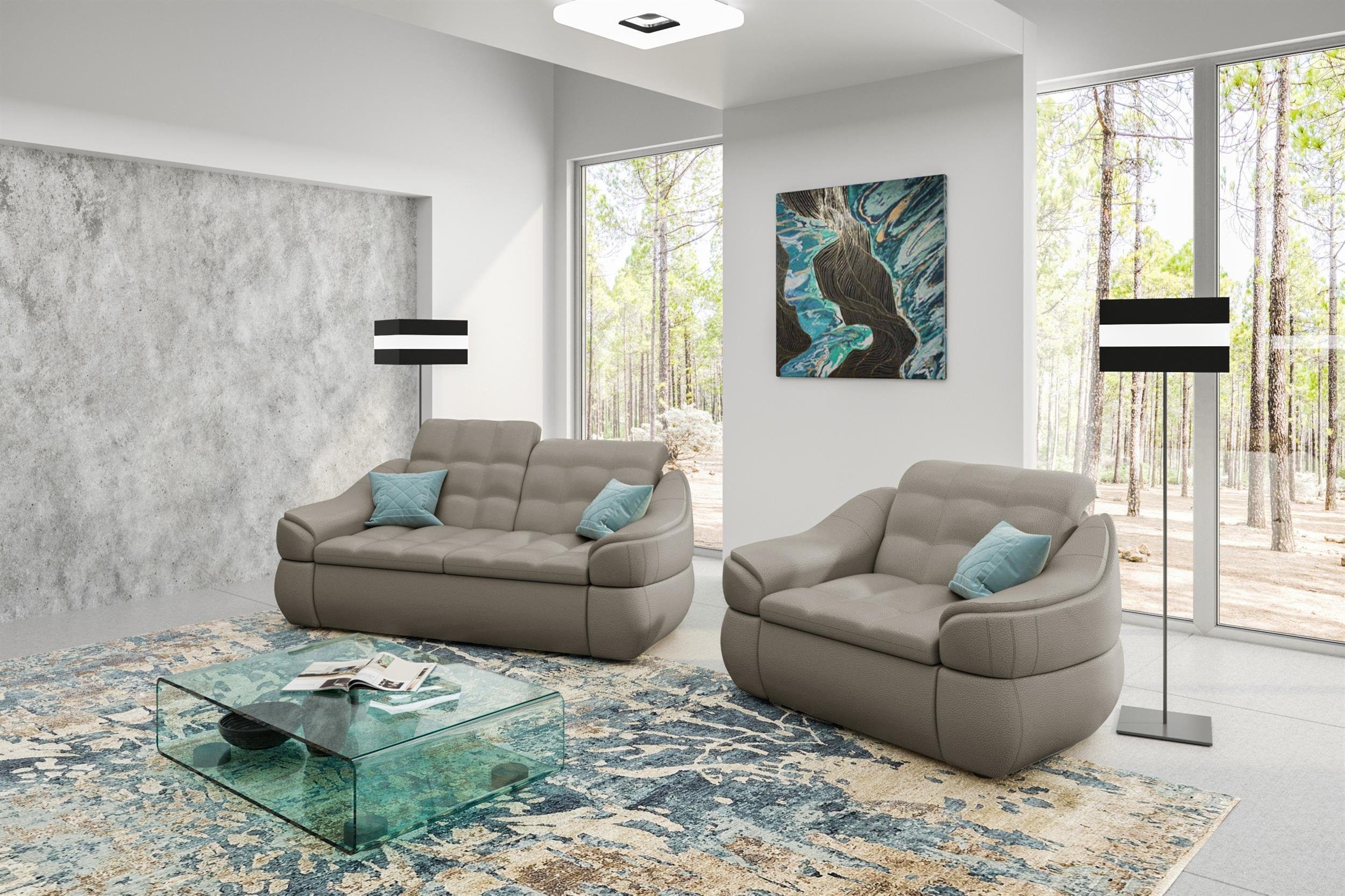 Design 2-Sitzer Sofa bestehend und Alisa, aus (Set Sessel, Polstergarnitur Stylefy (2-tlg), Modern