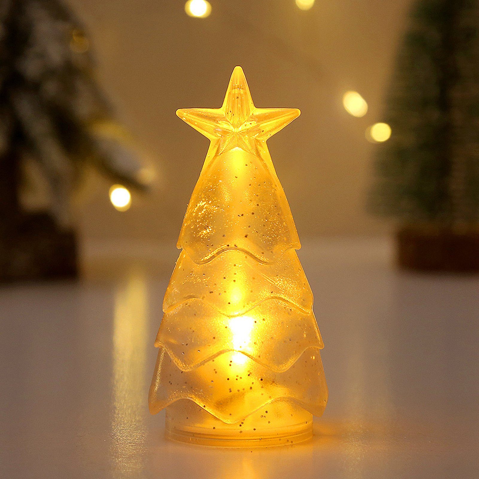Weihnachtsbaum-Nachtlicht Hochzeitsfest Kerzenlicht, Dekoration Dekorationen Elektronisches Rutaqian D, Stück Atmosphärenbeleuchtung Desktop 4 Nachtlicht