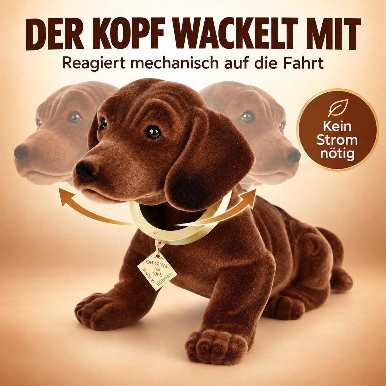 Rakso Oskar Schneider GmbH Dekofigur Original Wackeldackel Groß 30 cm Deko fürs Auto Made in Germany – Bild 5 von 5