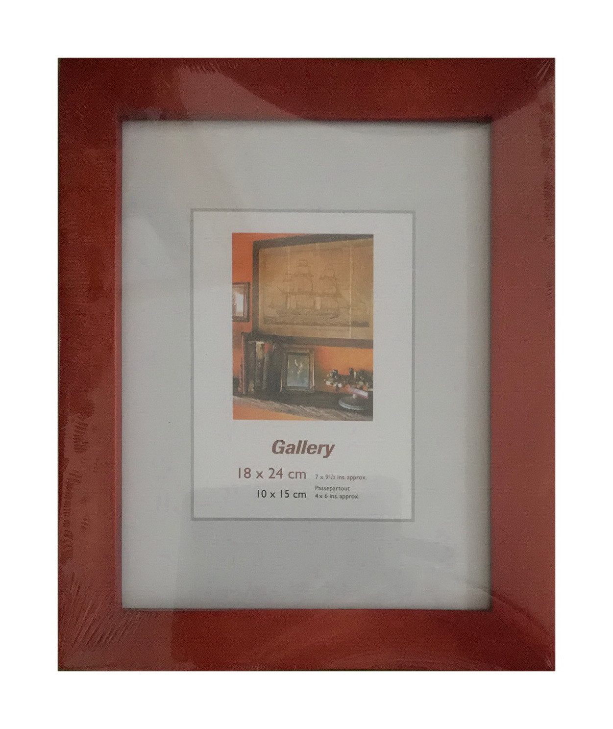 Oslo MasterLine Portraitrahmen Рамки Holz geschwungenes Profil Echtglas stabiler Aufsteller, Format 18 x 24 cm Rahmenfarbe rot