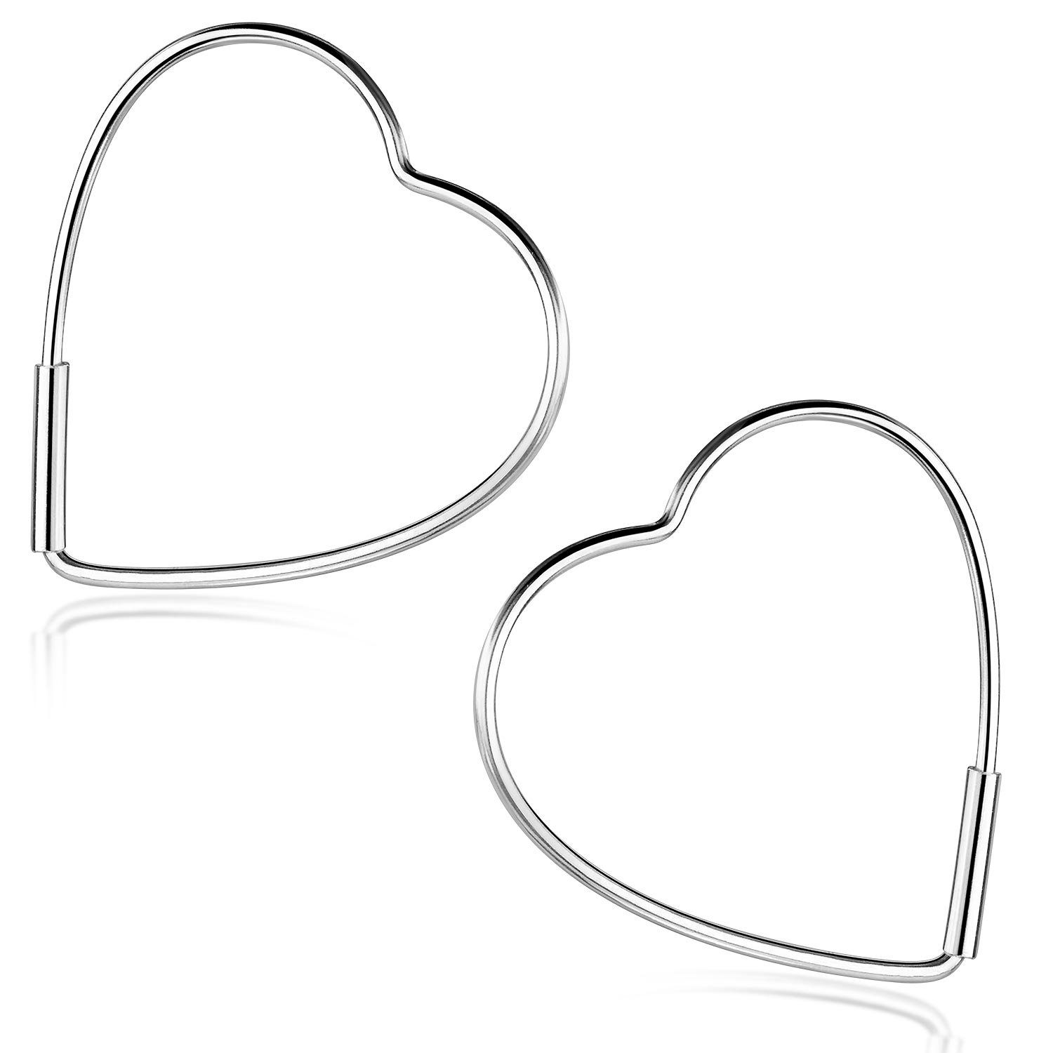 Materia Paar Creolen Herz Ohrringe Herzform Liebe dünn SO-481, 925 Sterling Silber