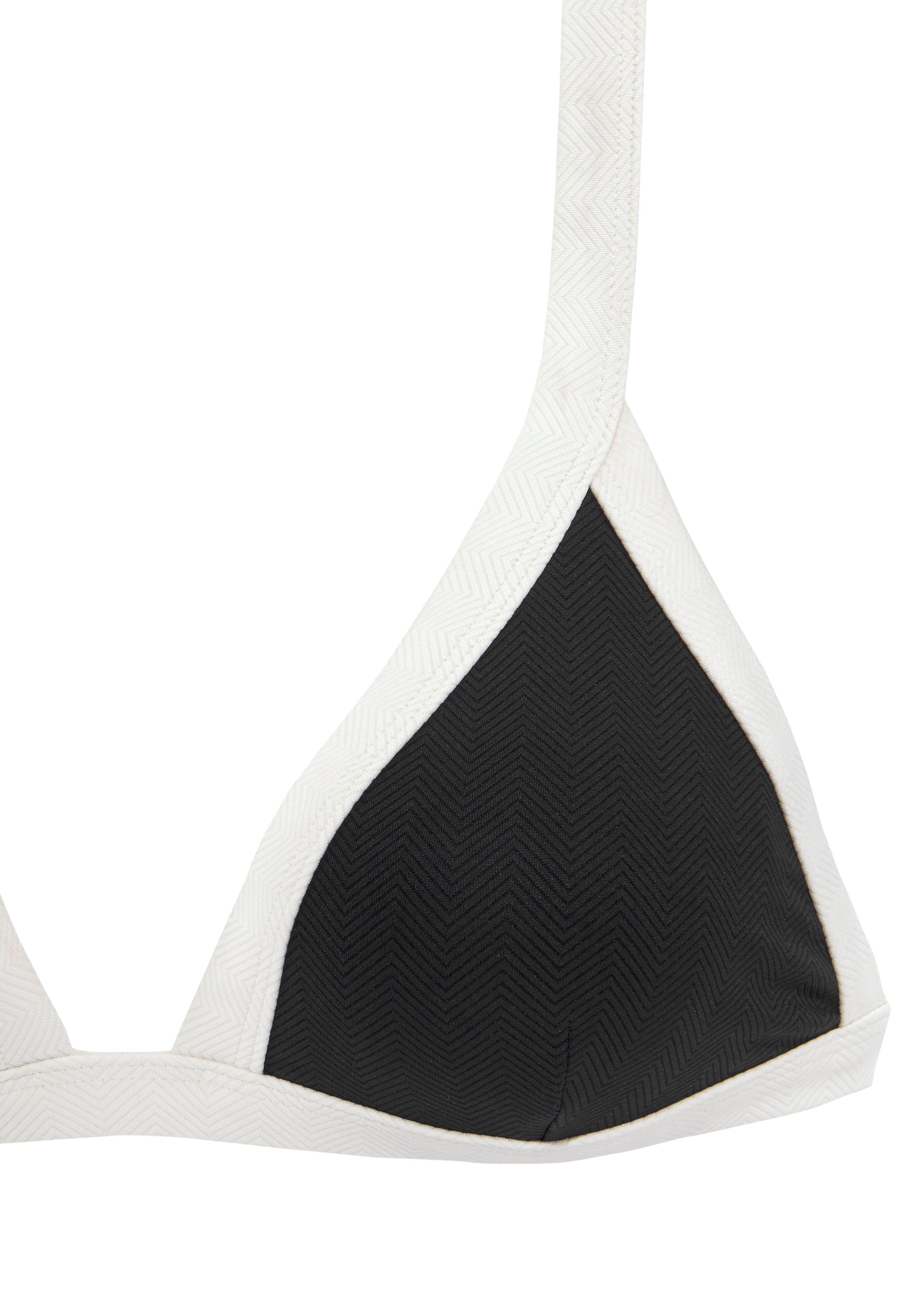 Venice Beach Triangel-Bikini aus strukturierem Material schwarz-weiß