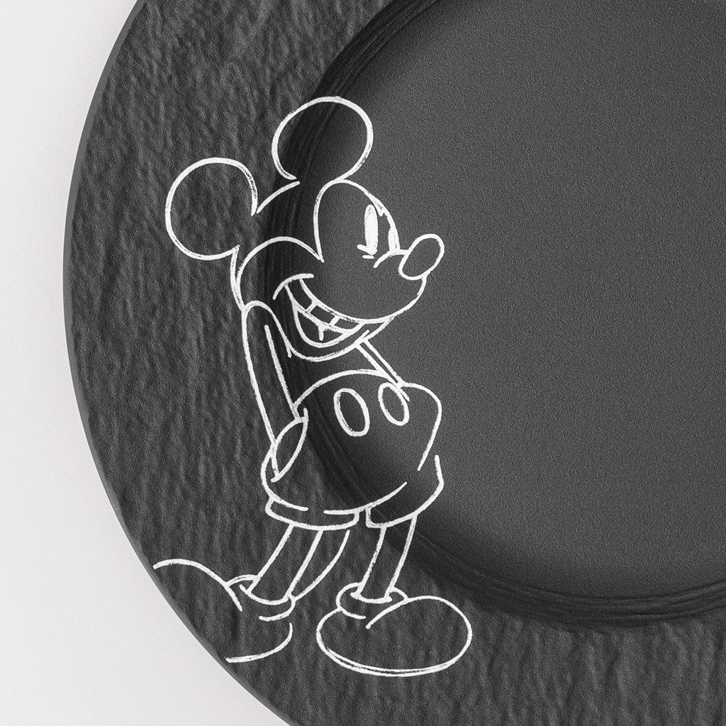 Villeroy & Boch Frühstücks-Geschirrset Manufacture - Mickey Mouse (4-tlg), 1 Personen, Porzellan, Premium Porcelain, 4 Stck, mikrowellensicher,spülmaschinenfest, Made i