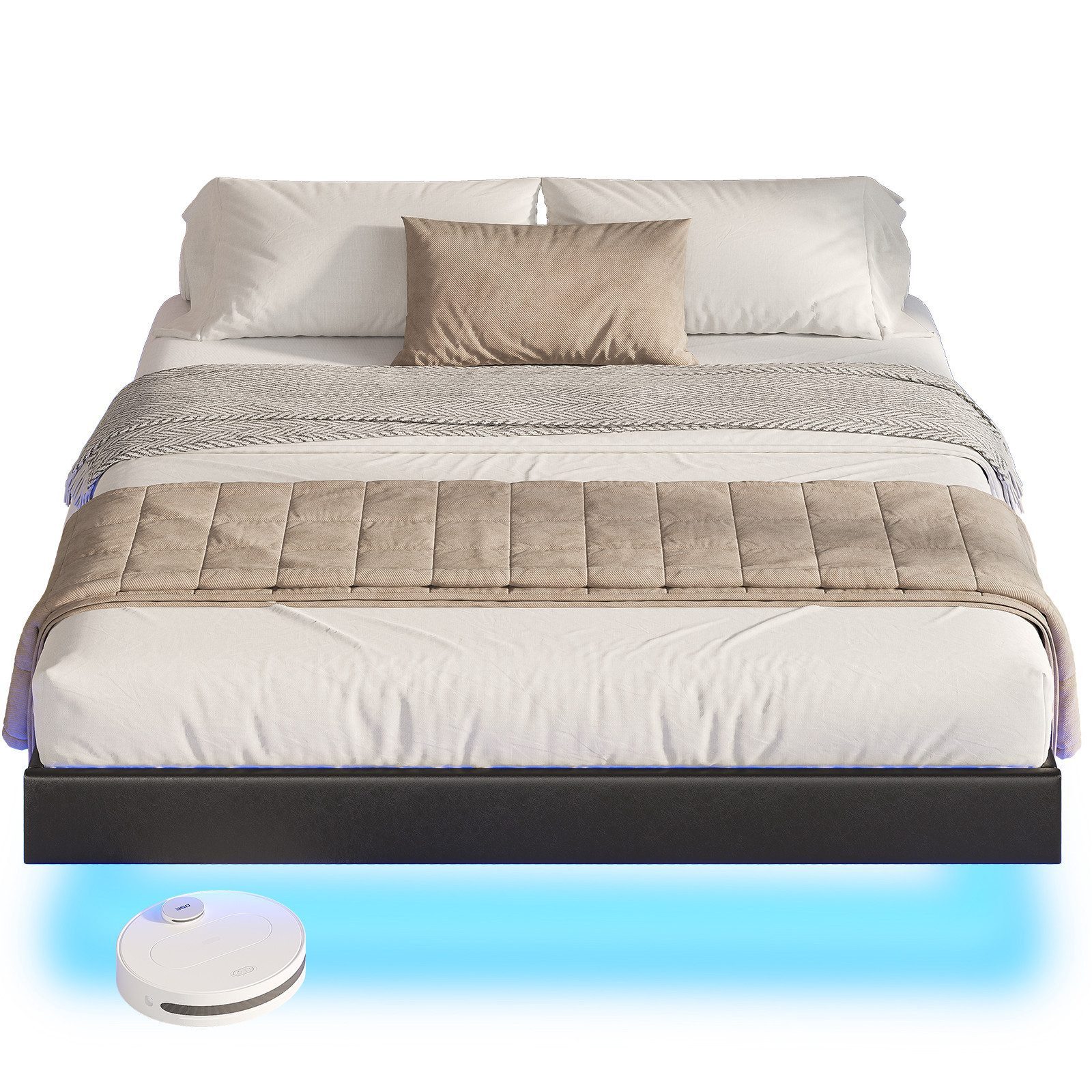 MSMASK Bett Schwebebett Doppelbett Bettgestell Bettrahmen günstig online kaufen