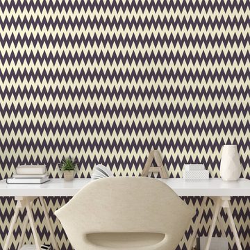 Abakuhaus Vinyltapete selbstklebendes Wohnzimmer Küchenakzent, Winkel Grenzen Sie Sharp Zigzags