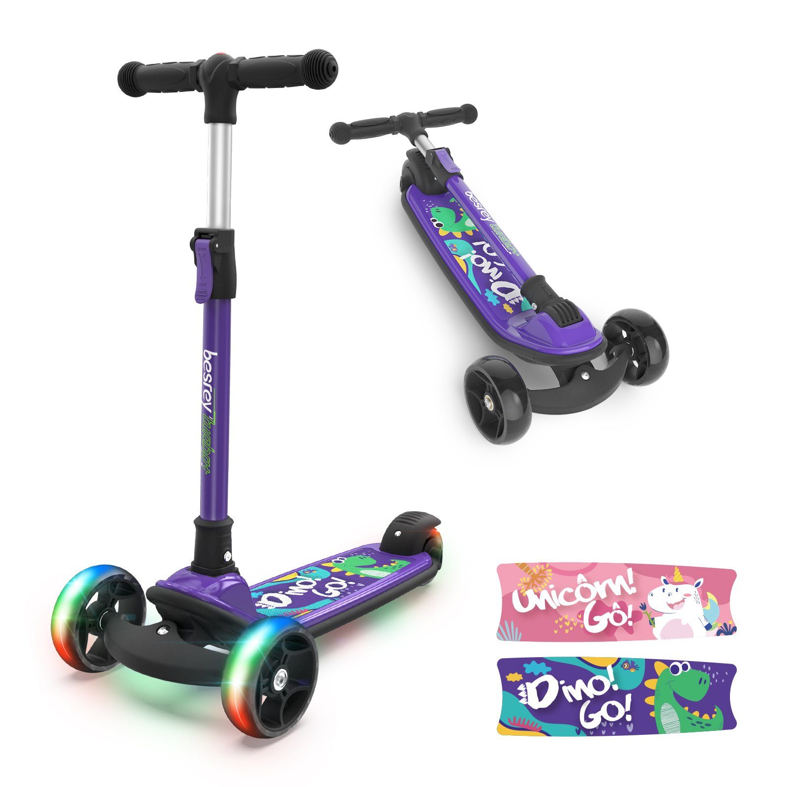 besrey Dreiradscooter »Kinderroller faltbar höhenverstellbarer 3 Räder mit  LED Kinder Scooter«