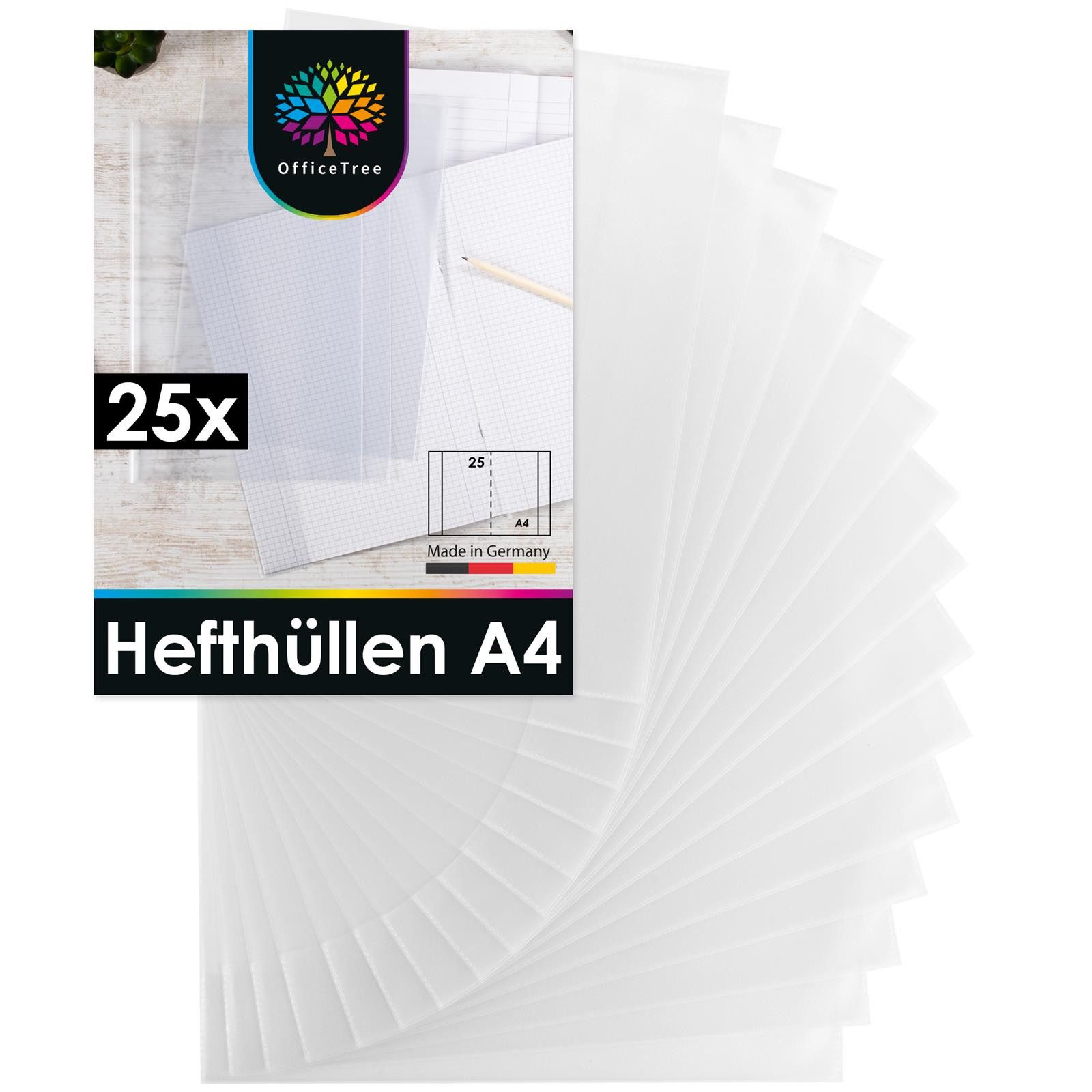 OfficeTree Schulheft OfficeTree 25x Hefthüllen A4 Transparent - Heftumschläge, DIN A4, Transparente Heftumschläge