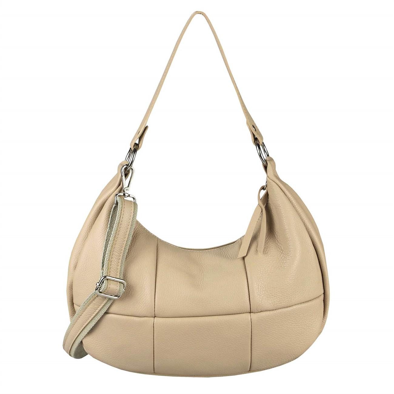 Schultertasche MADE IN ITALY Damen Leder Tasche Shopper Hobo Bag CrossOver Henkel