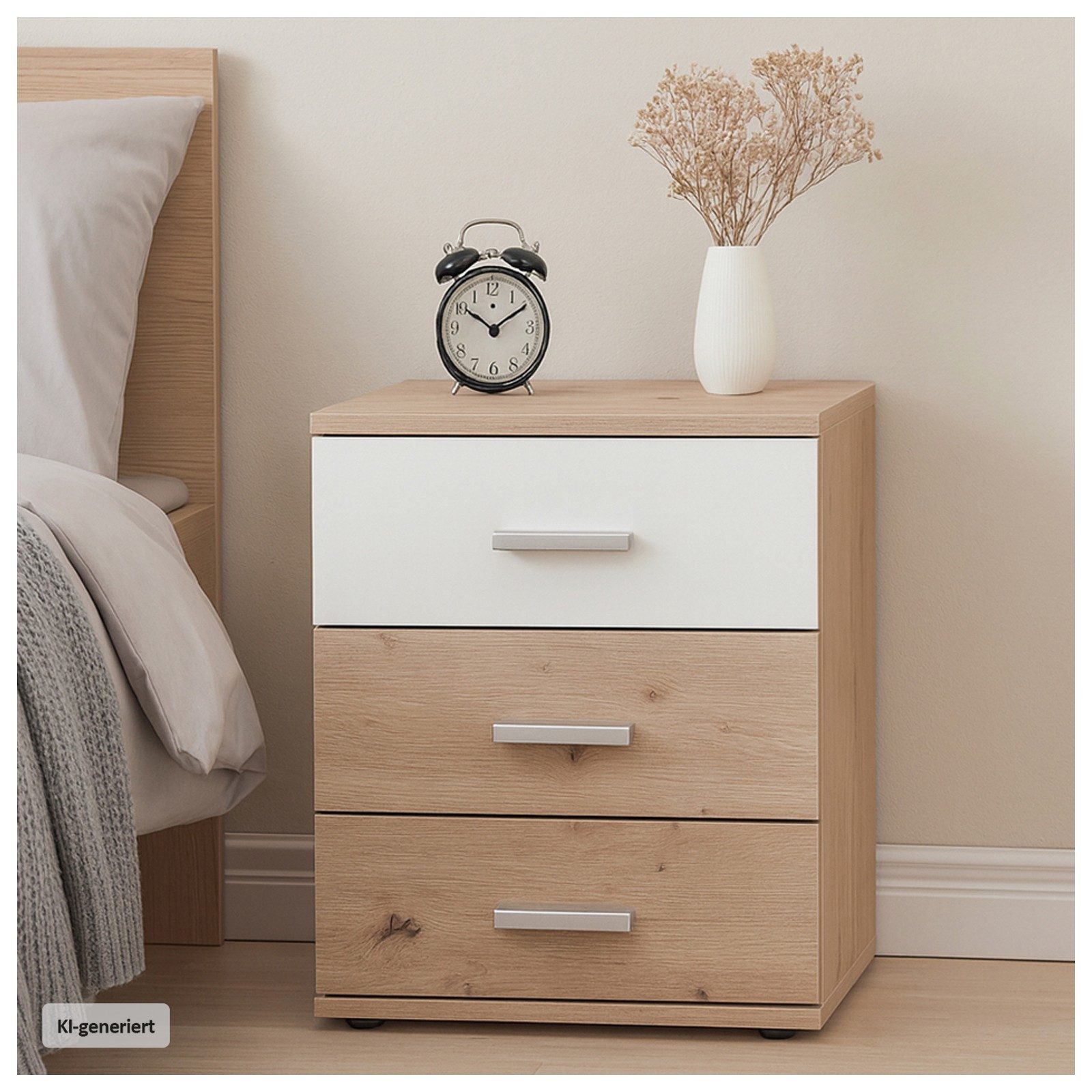 HTI-Living Nachtschrank Nachtschrank mit 3 Schubladen 2er-Set (Set, 2 Nachtschränke) Nachtkommode – Bild 2 von 2