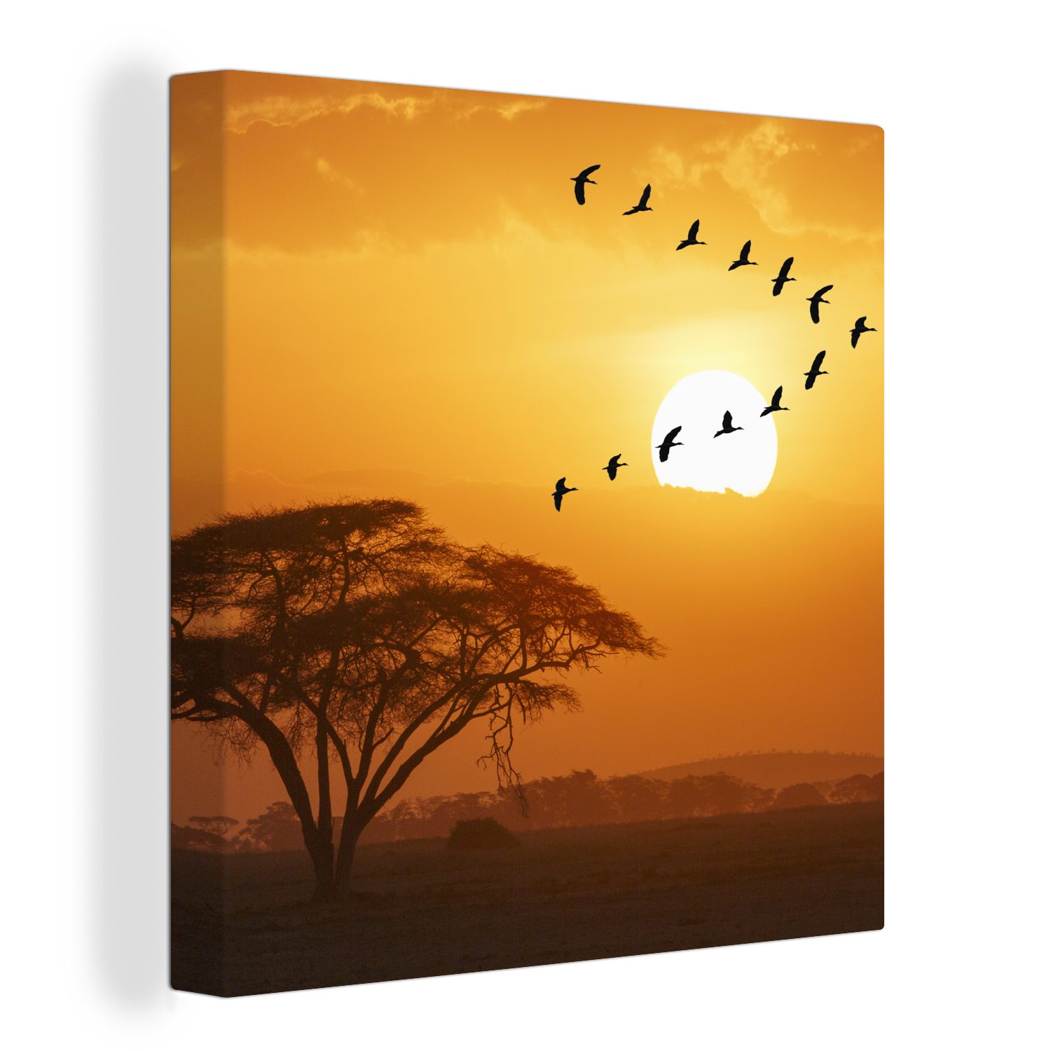 OneMillionCanvasses® Leinwandbild Ein Schwarm ägyptischer Gänse über dem kenianischen Nationalpark, (1 St), Leinwand Bilder für Wohnzimmer Schlafzimmer