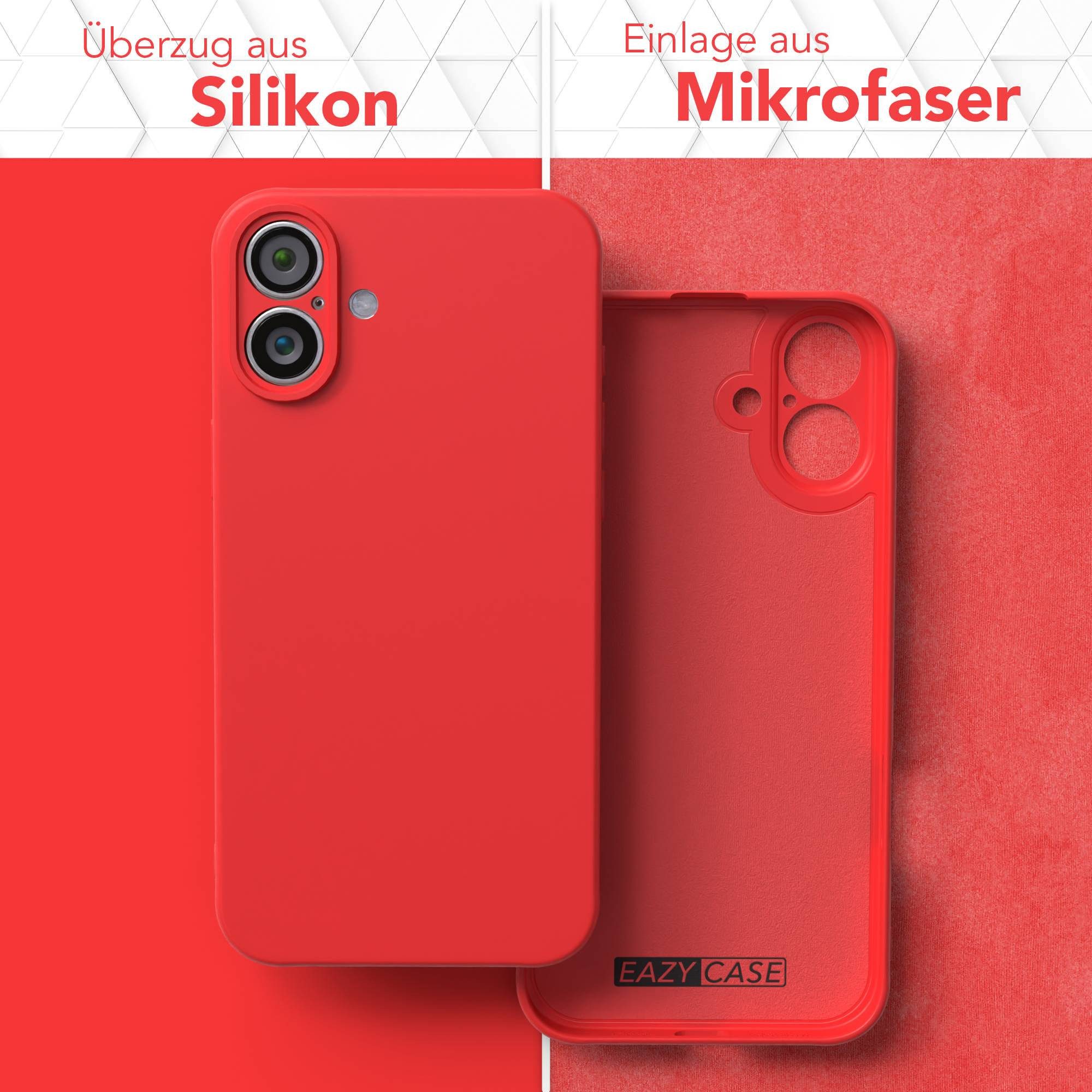 EAZY CASE Handyhülle für Apple iPhone 16 Plus Hülle Silikon 6,7 Zoll, Silikon Schutzhülle mit Kameraschutz stoßfest Handycover elastisch Rot