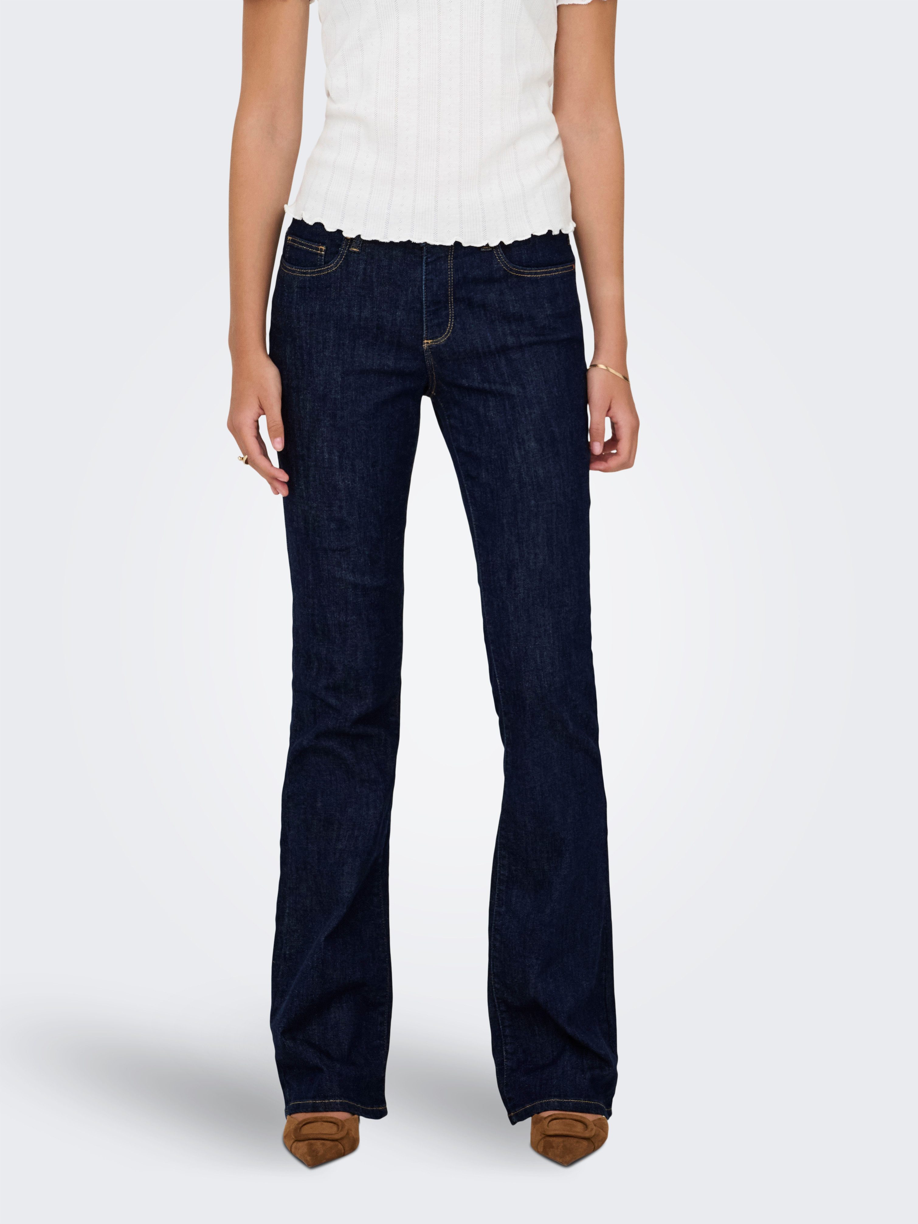 ONLY Bootcut-Jeans ONLANNIE MID FLARED BOX DNM mit dunkler Waschung