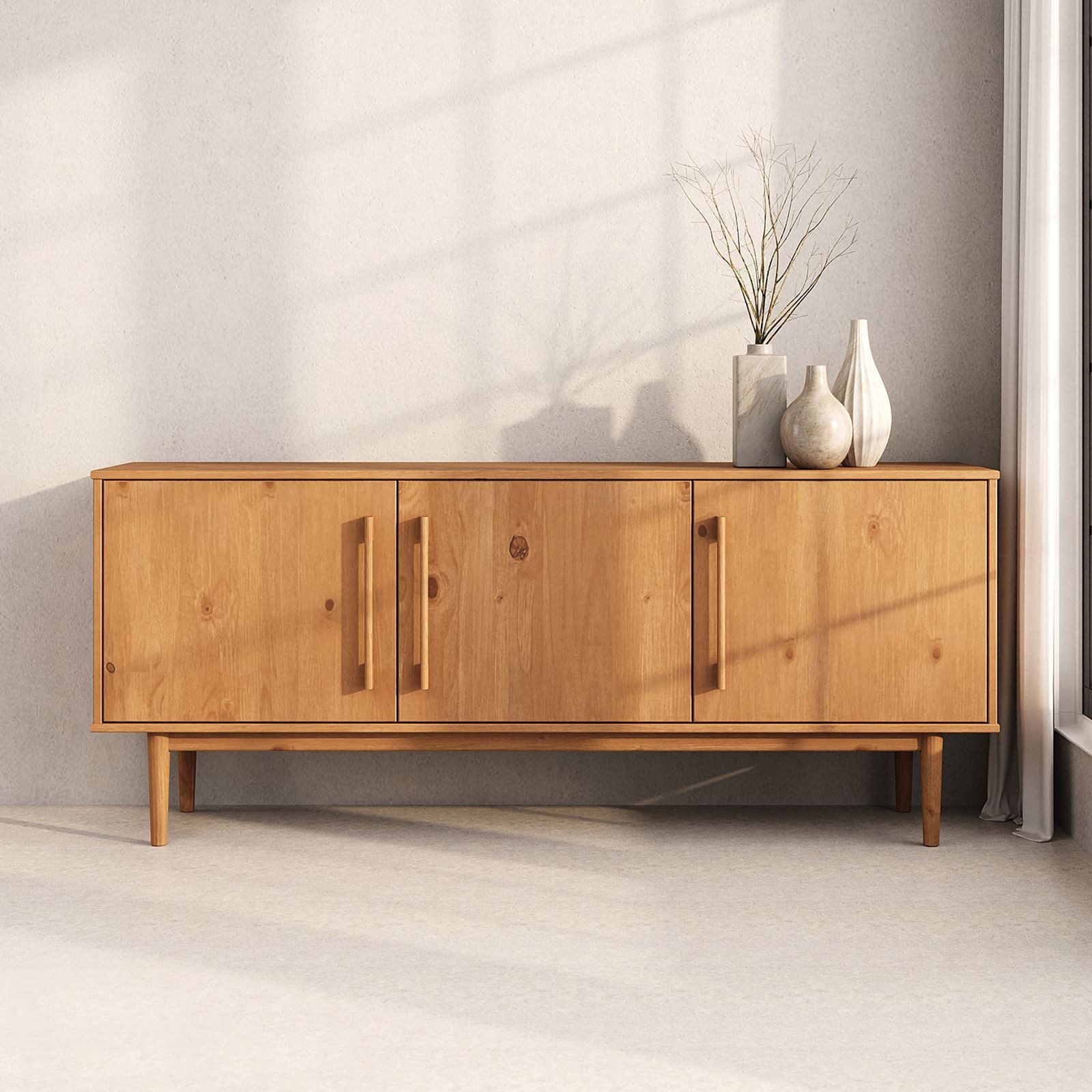 IDIMEX Sideboard TECCA, Wohnzimmer Kommode mit 3 Türen aus Massivholz eiche günstig online kaufen