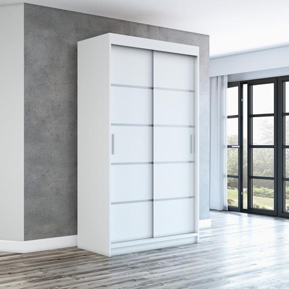 A&J MöbelLand GmbH Schiebetürenschrank PARIS 2-türig Schrank (TOP ANGEBOT! Geräumiger Schrank mit viel Stauraum:6 Regalen und 1 Kleiderstange – -ideal zur Aufbewahrung von Kleidung und Accessoires. TOP PRODUKT! Farbe und Größe (120 cm, 160 cm, 180 cm) zur Auswahl -wählen Sie das ideale Modell für Ihr Schlafzimmer!, Kleiderschrank mit Regalen) Breite: 120 cm, 140 cm, 160 cm, Höhe: 215 cm, Tiefe: 59,5 cm