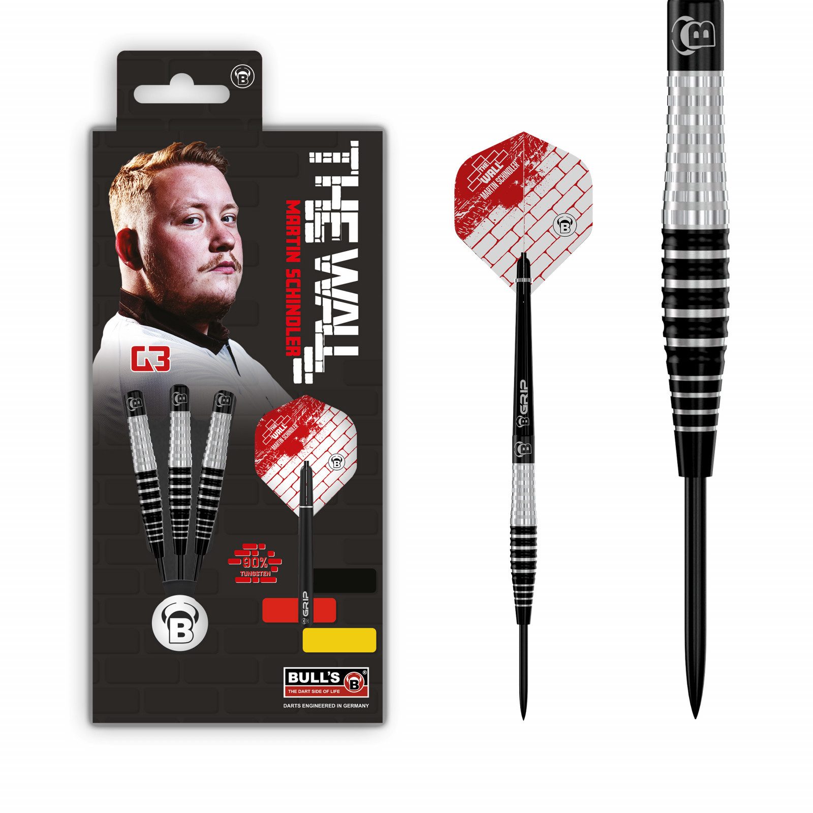 BULL'S Dartpfeil Martin Schindler Generation 3 Steeldart 23g, Pro Dartpfeil Steel Dart Darts