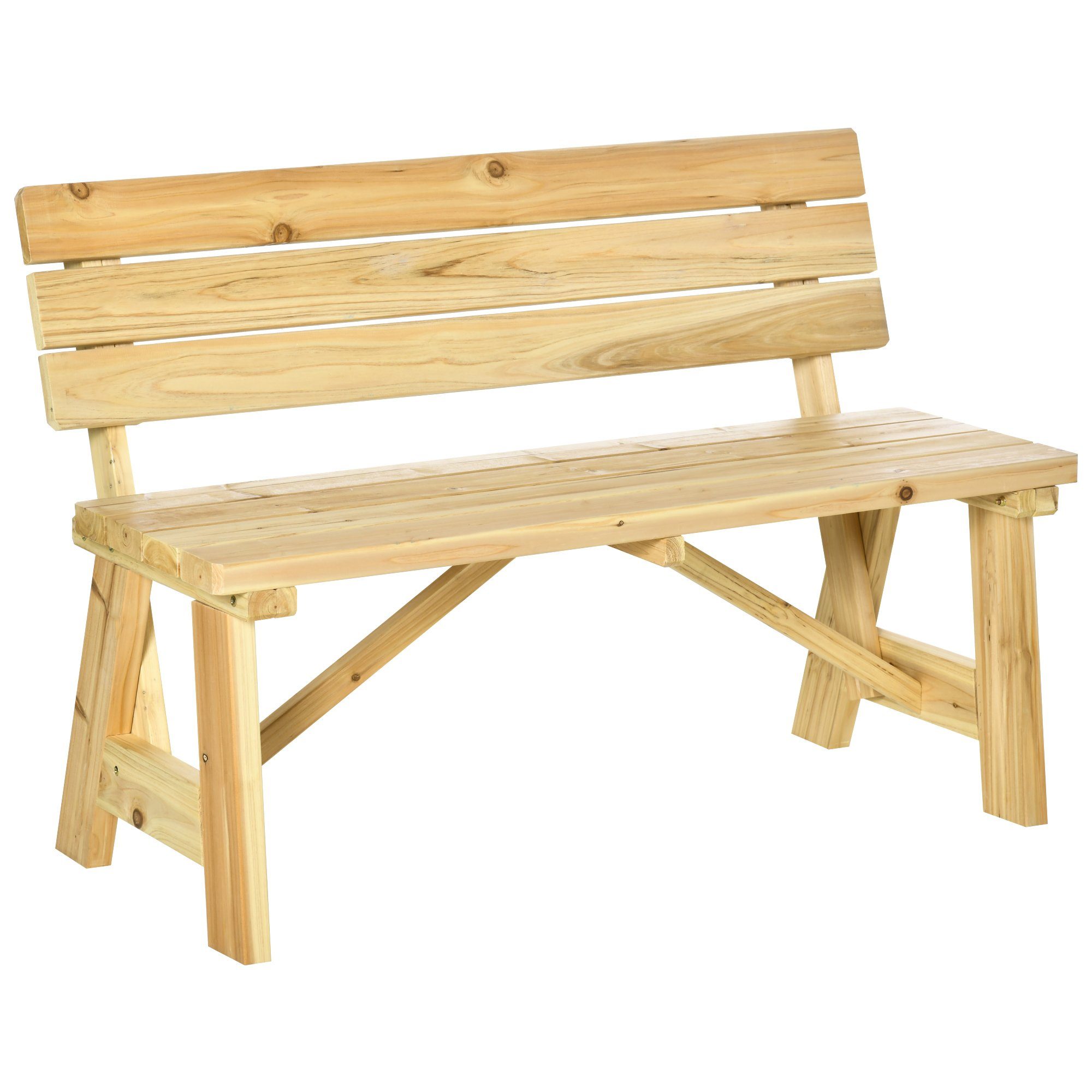 Outsunny Bank aus Holz Sitzbank bis 220 kg Terrassenbank mit Rückenlehnen (Set, 1-St., Parkbank), Gartenmöbel Massivholz 116 x 56 x 80 cm