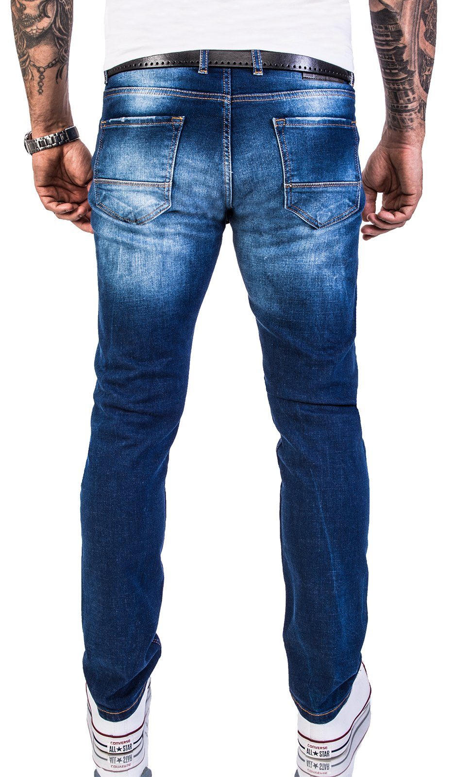 RC-2142 Jeans Stonewashed Blau Herren Rock Creek Slim-fit-Jeans