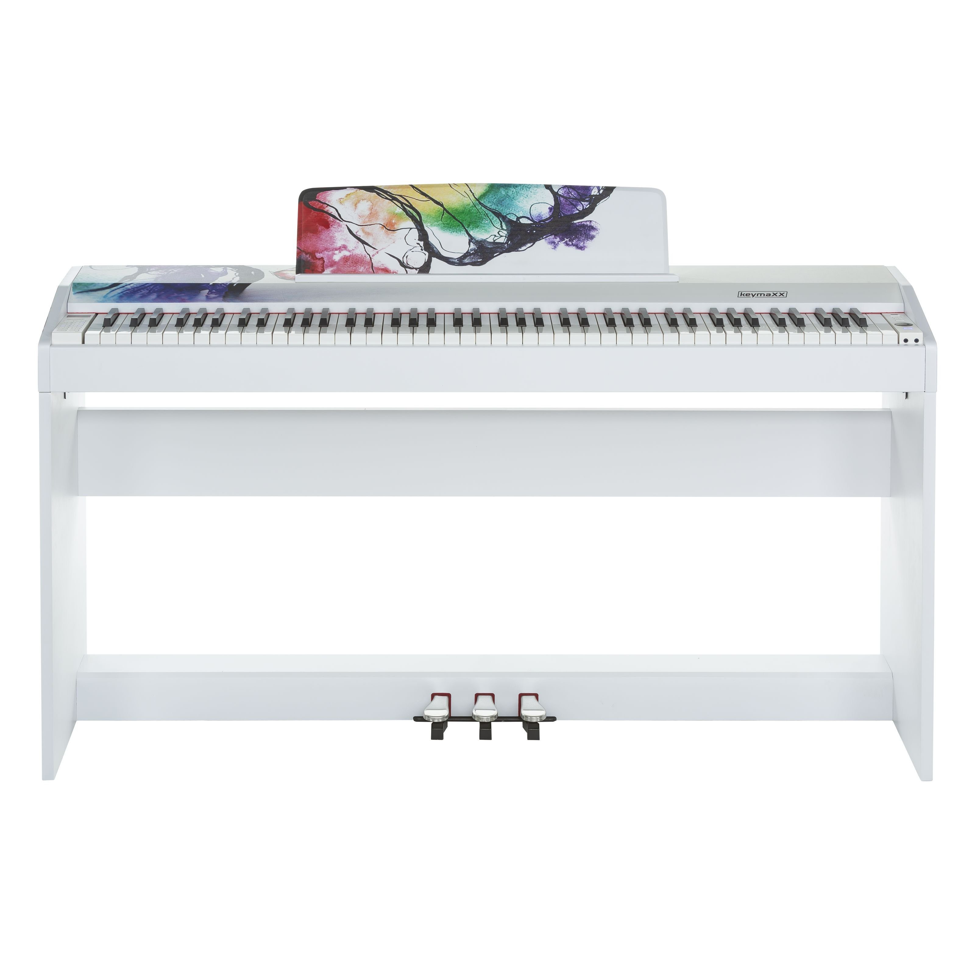 keymaXX Digitalpiano (Keymao CP-5 Digital Piano, 88 Tasten, Hammermechanik, Butterfly Motiv, 238 Sounds, 200 Styles, USB MIDI, Aufnahmefunktion, inklusive Pedal und Netzteil, Weiß Mattiert, Digitalpianos, Homepianos), Digital Piano, Hammermechanik, Butterfly Motiv