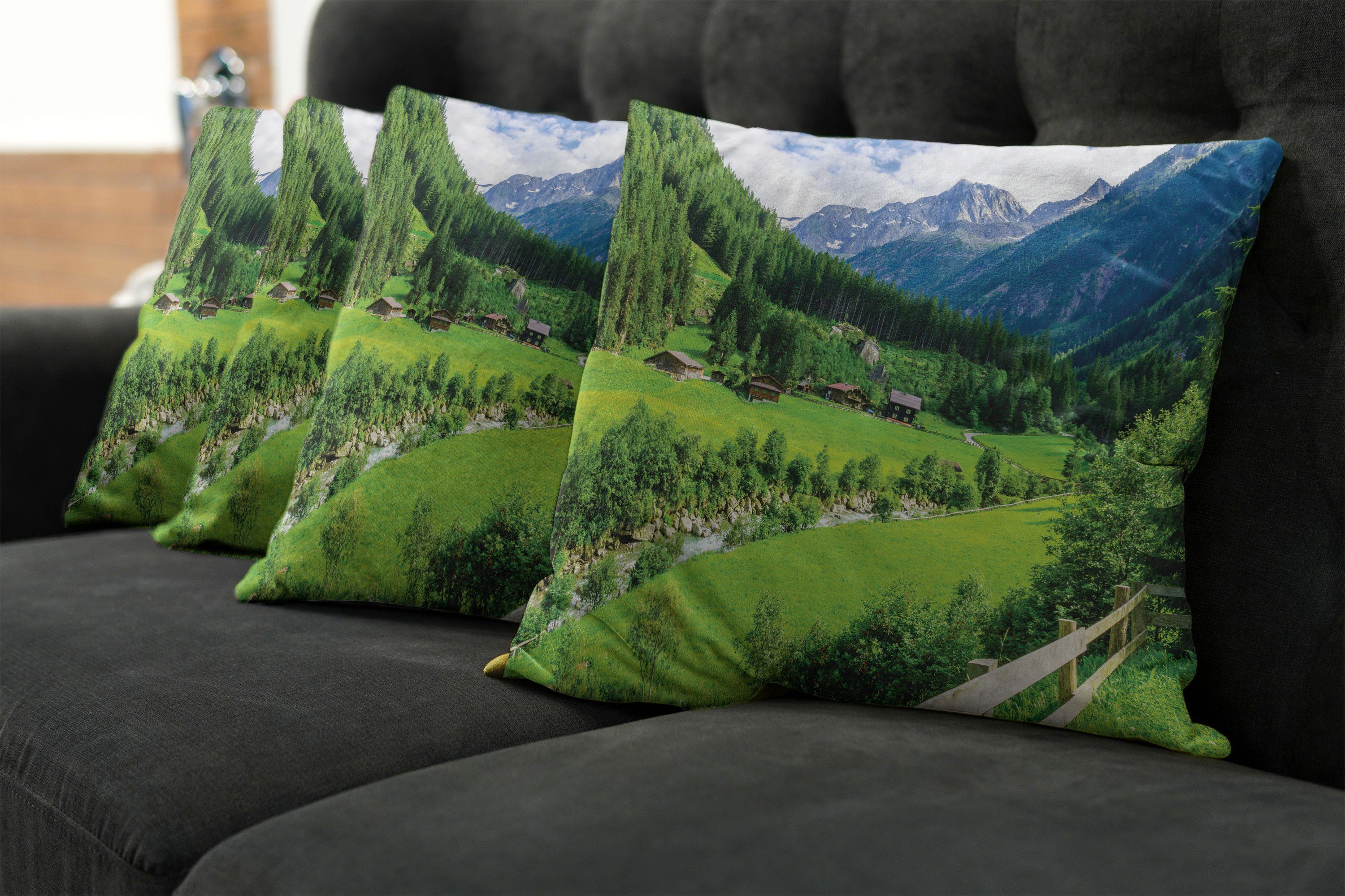 Kissenbezüge Modern Accent Doppelseitiger Landschaft Natur Digitaldruck, Pastoral (4 Stück), Abakuhaus Alpine