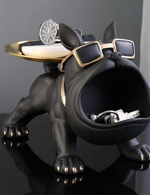 HYTIREBY Tierfigur Französische Bulldogge Figur,Französische Bulldogge Schlüsselschale (1 St), Schmuck Aufbewahrungsbox Modern Skulptur Deko für Flur Wohnzimmer