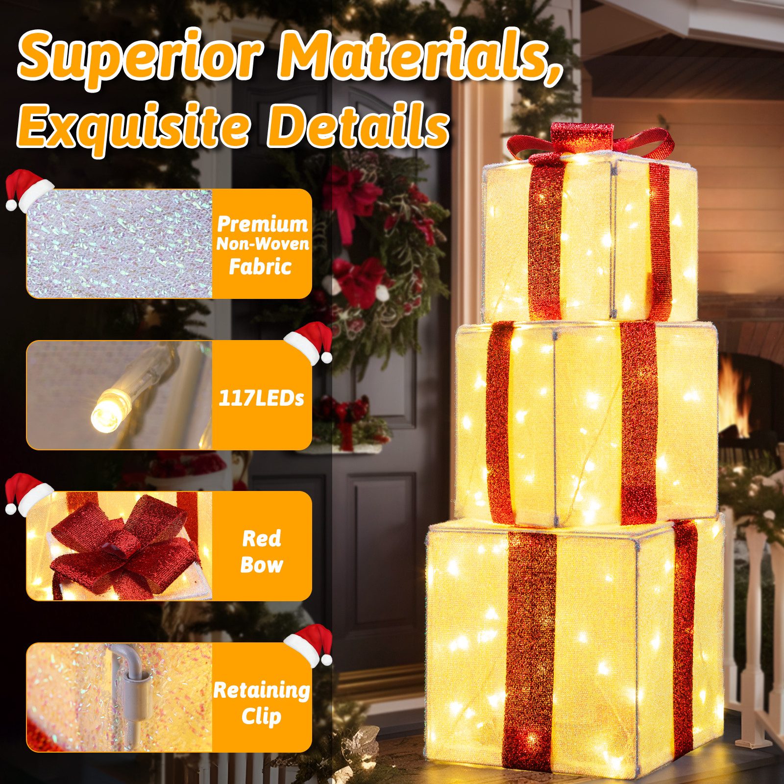 Elegear LED Dekolicht Weihnachtsfigur 3 Set Geschenkbox, Leuchtfiguren für günstig online kaufen